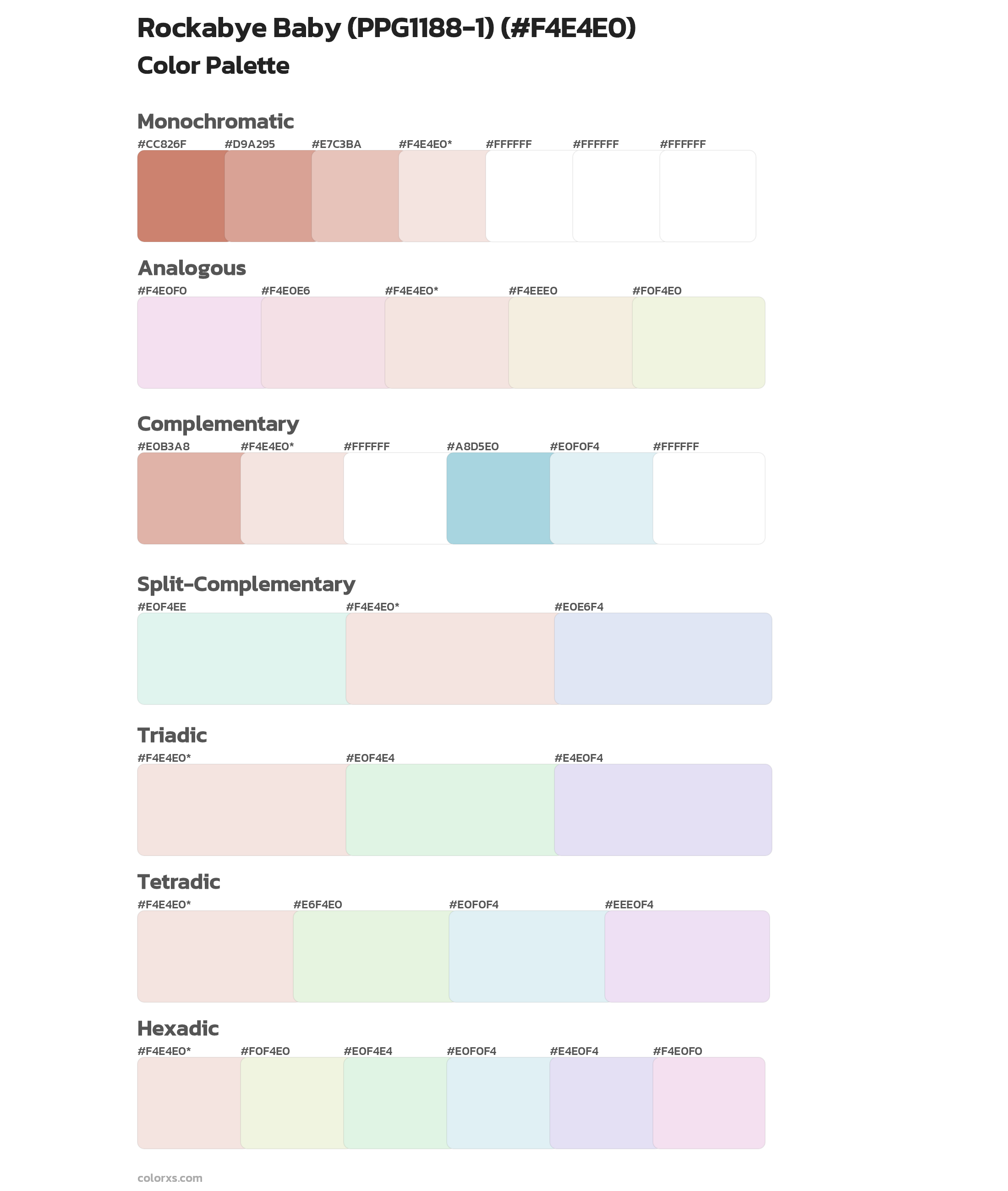 Rockabye Baby (PPG1188-1) Color Scheme Palettes