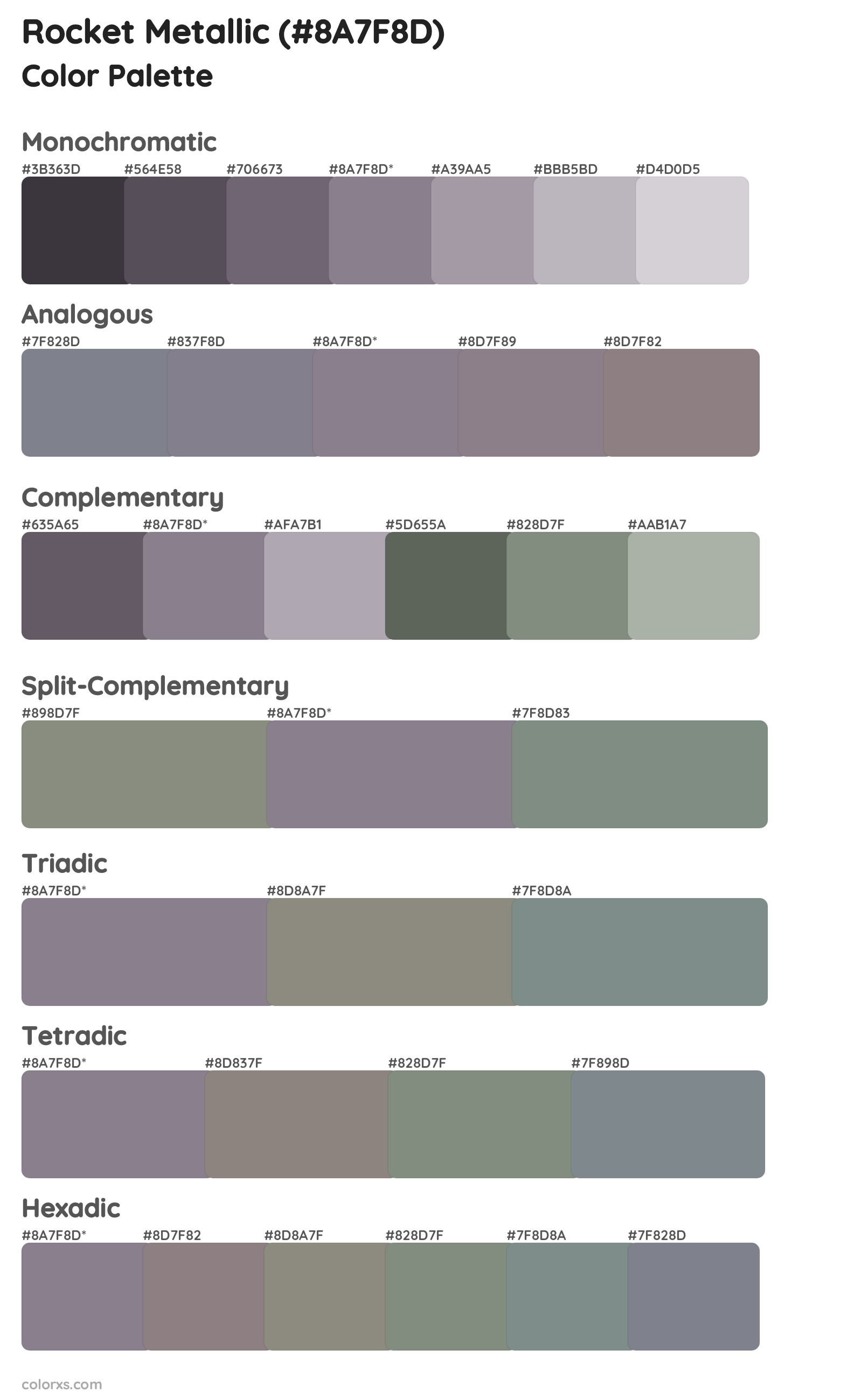 Rocket Metallic Color Scheme Palettes