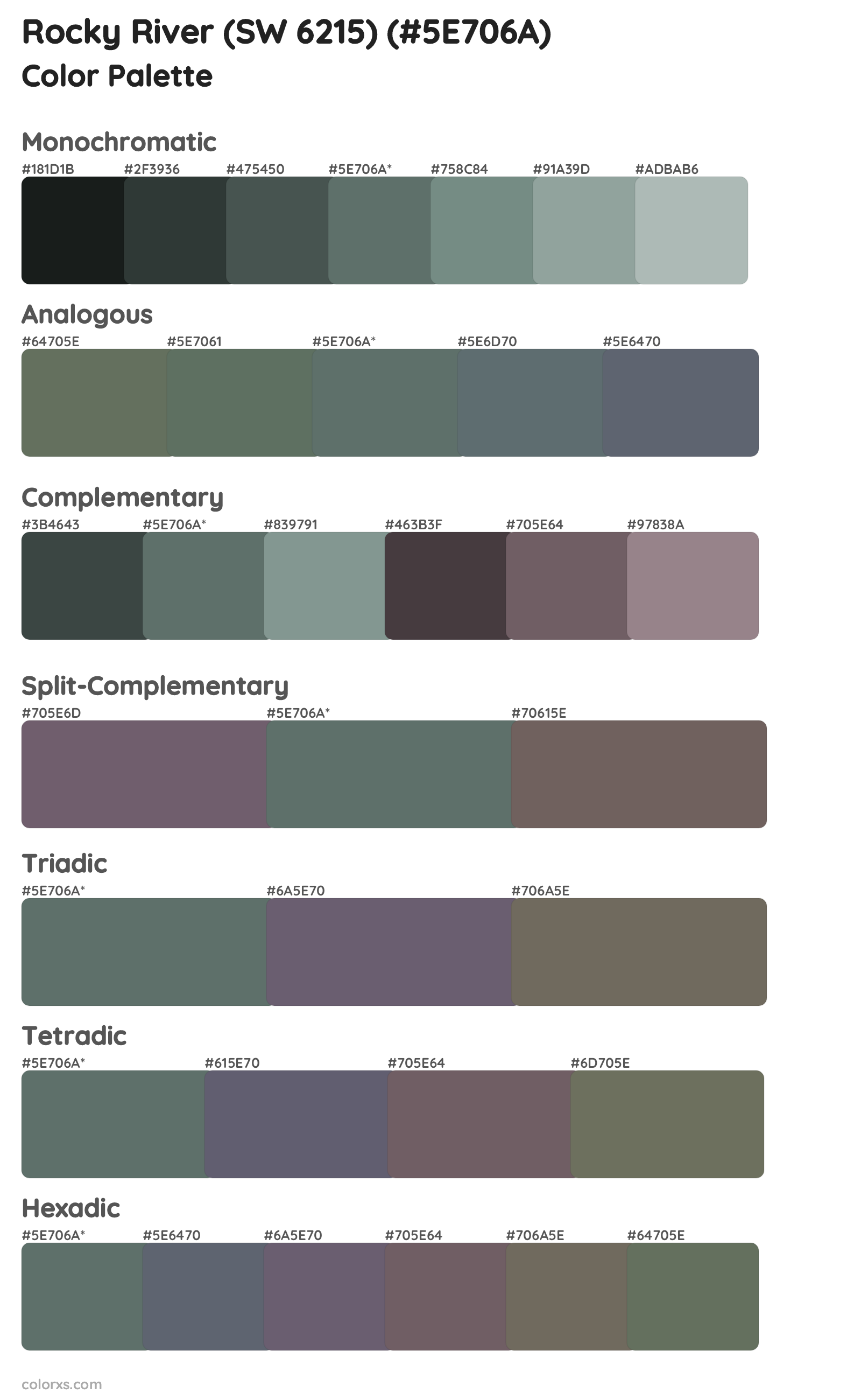 Rocky River (SW 6215) Color Scheme Palettes