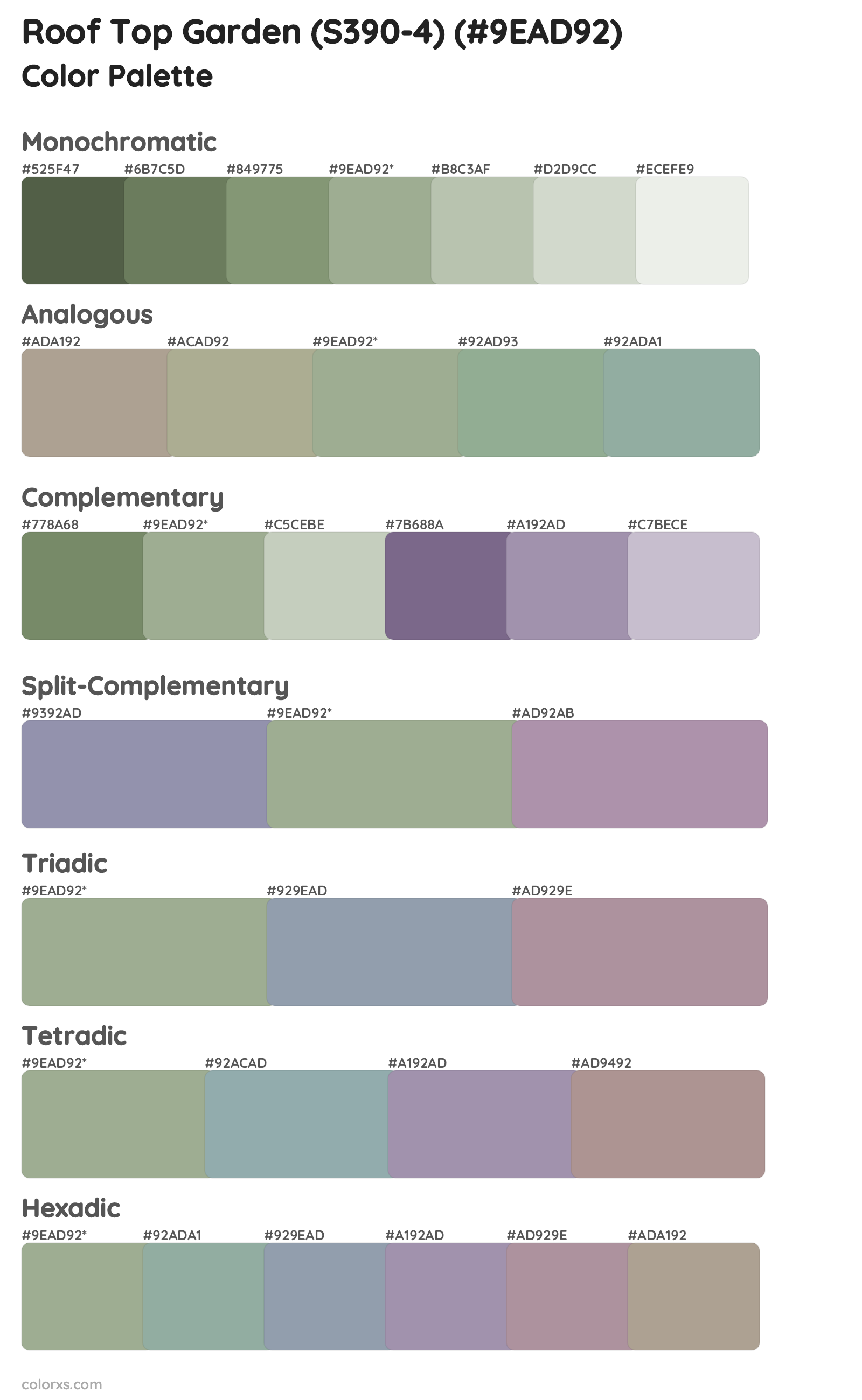 Roof Top Garden (S390-4) Color Scheme Palettes