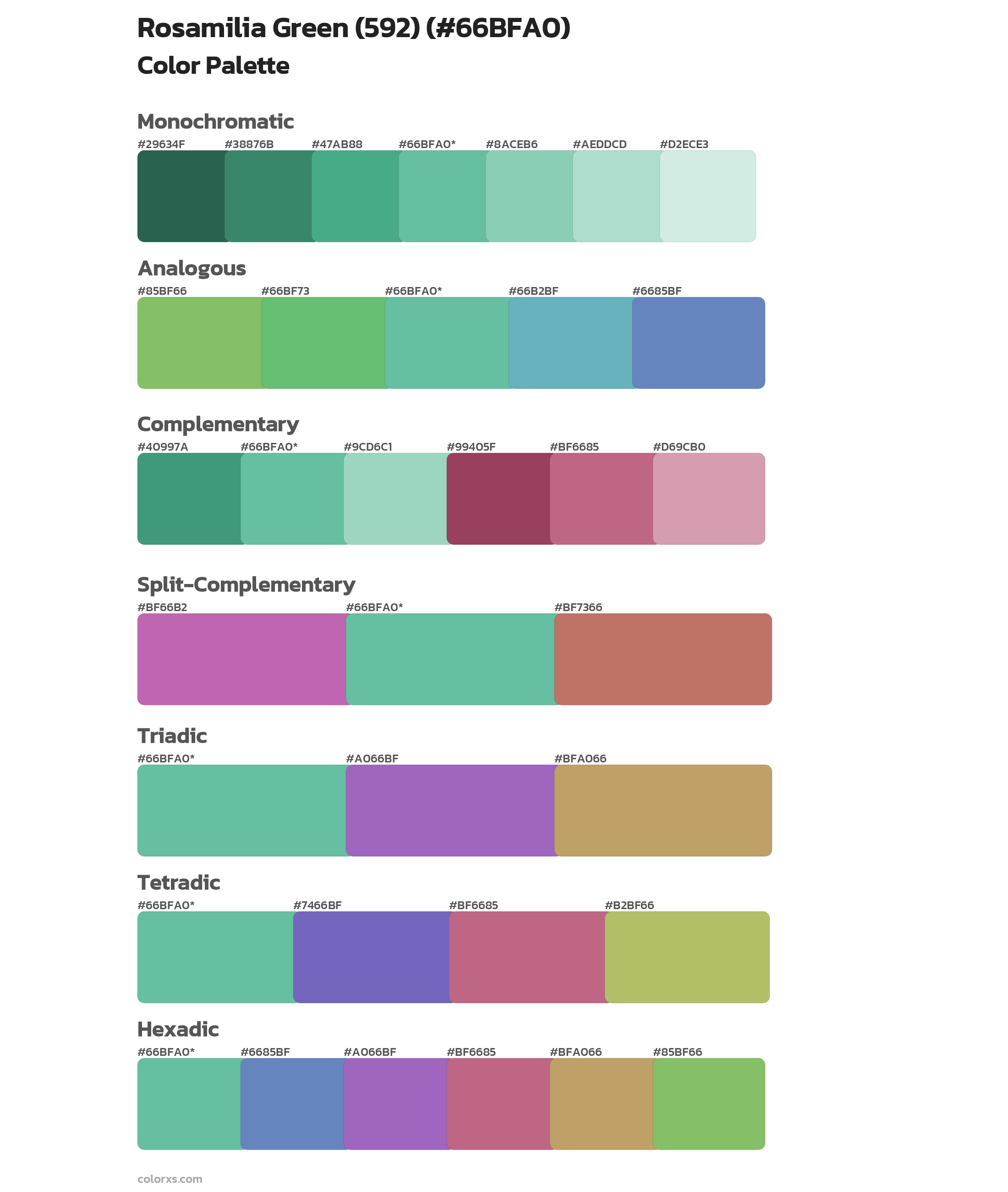 Rosamilia Green (592) Color Scheme Palettes