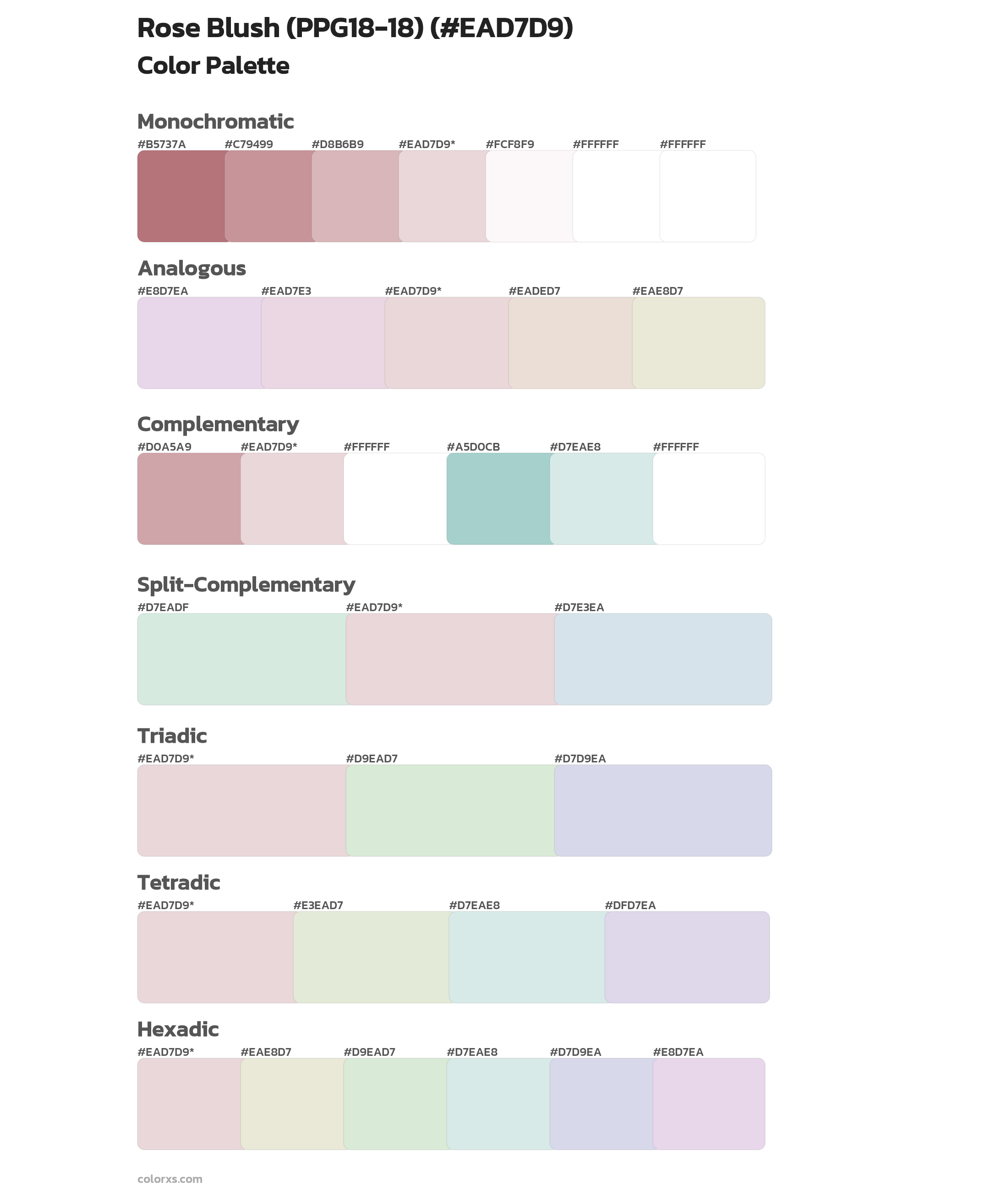 Rose Blush (PPG18-18) Color Scheme Palettes