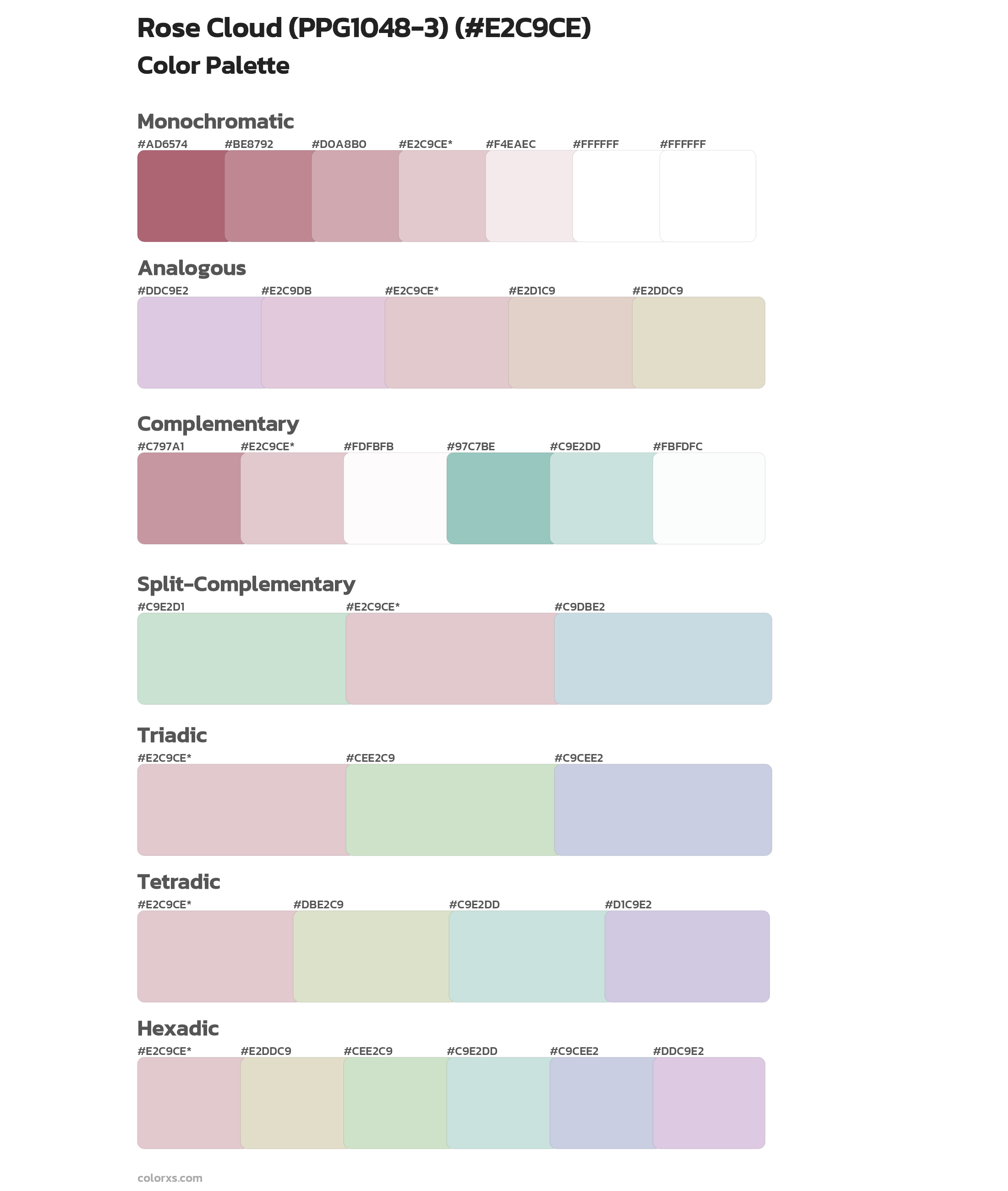 Rose Cloud (PPG1048-3) Color Scheme Palettes