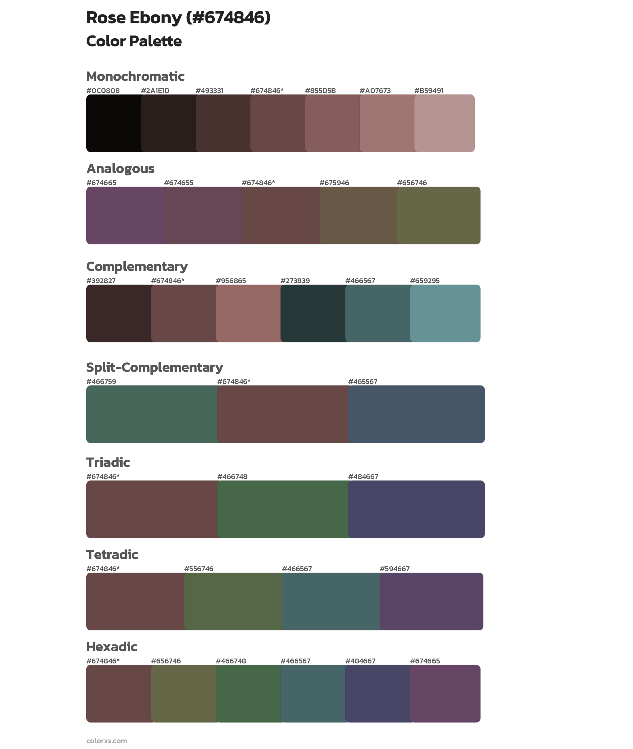 Rose Ebony Color Scheme Palettes