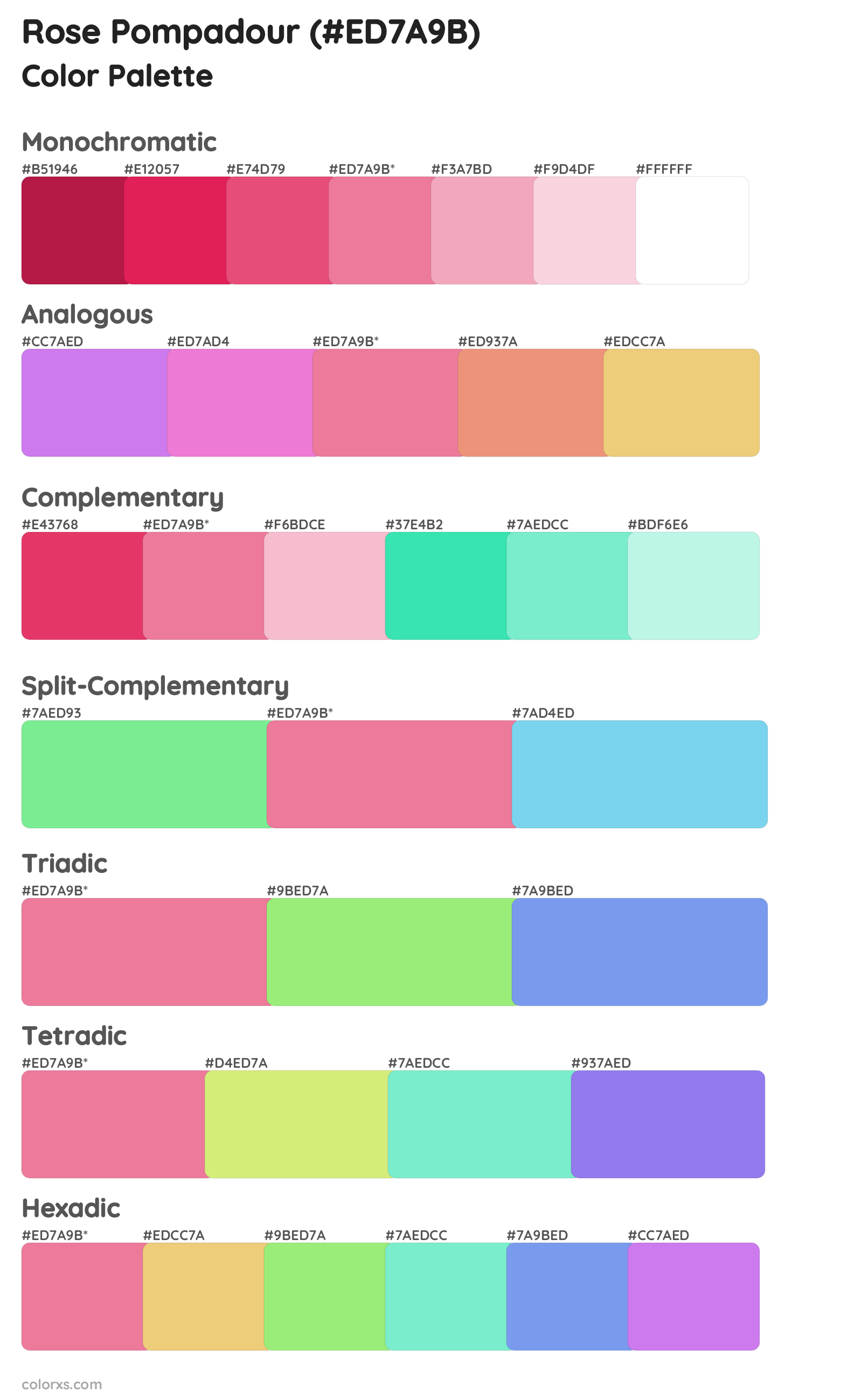 Rose Pompadour Color Scheme Palettes