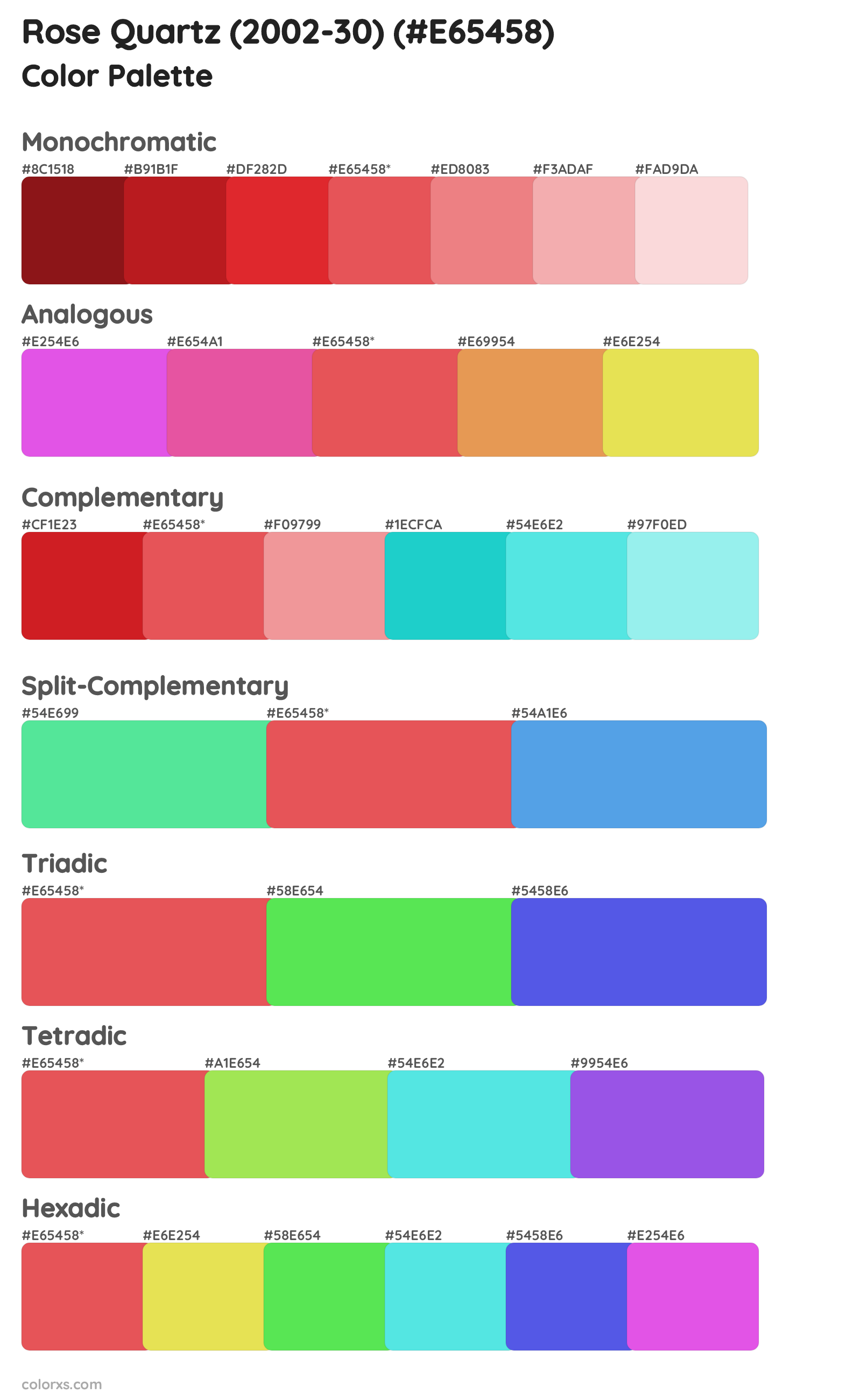 Rose Quartz (2002-30) Color Scheme Palettes