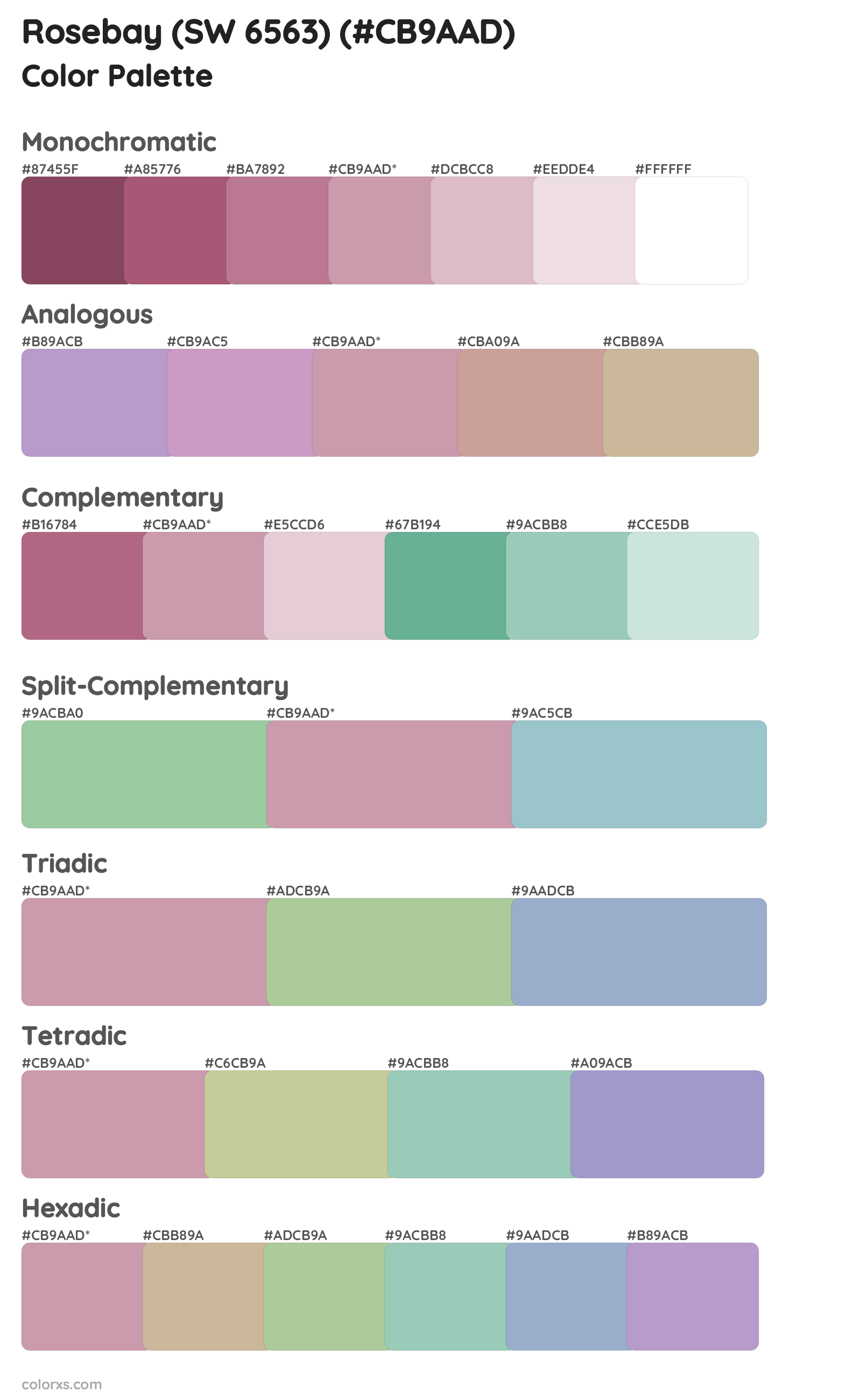 Rosebay (SW 6563) Color Scheme Palettes