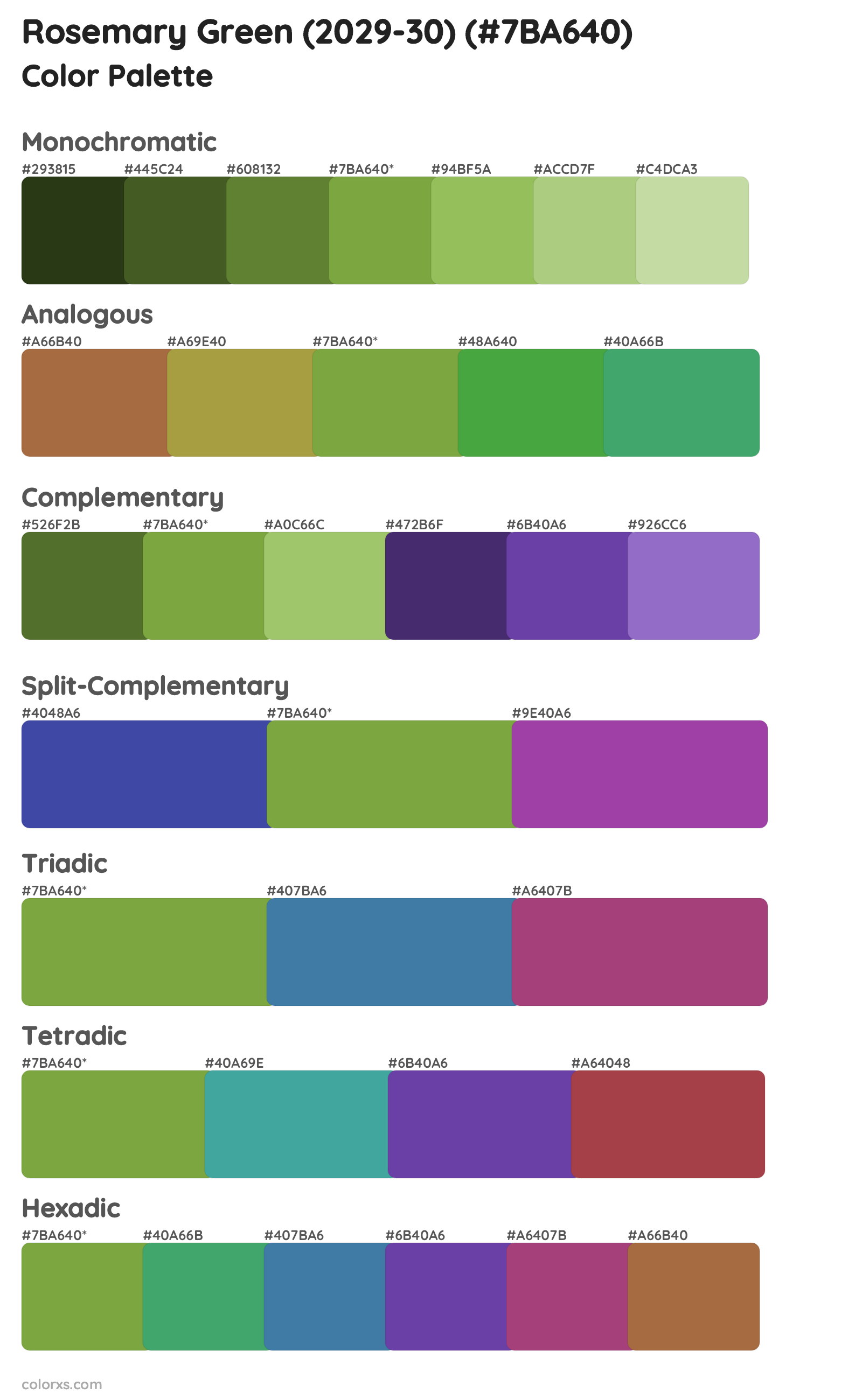 Rosemary Green (2029-30) Color Scheme Palettes