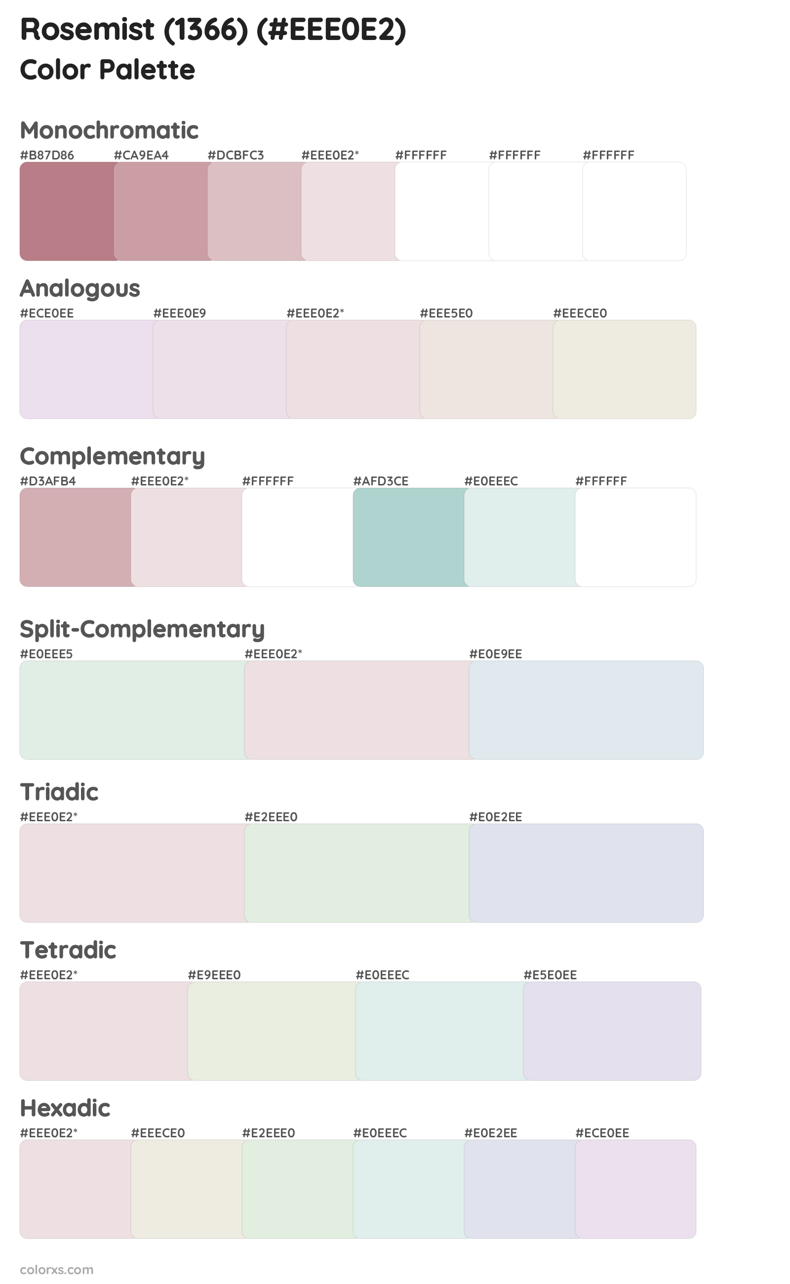 Rosemist (1366) Color Scheme Palettes