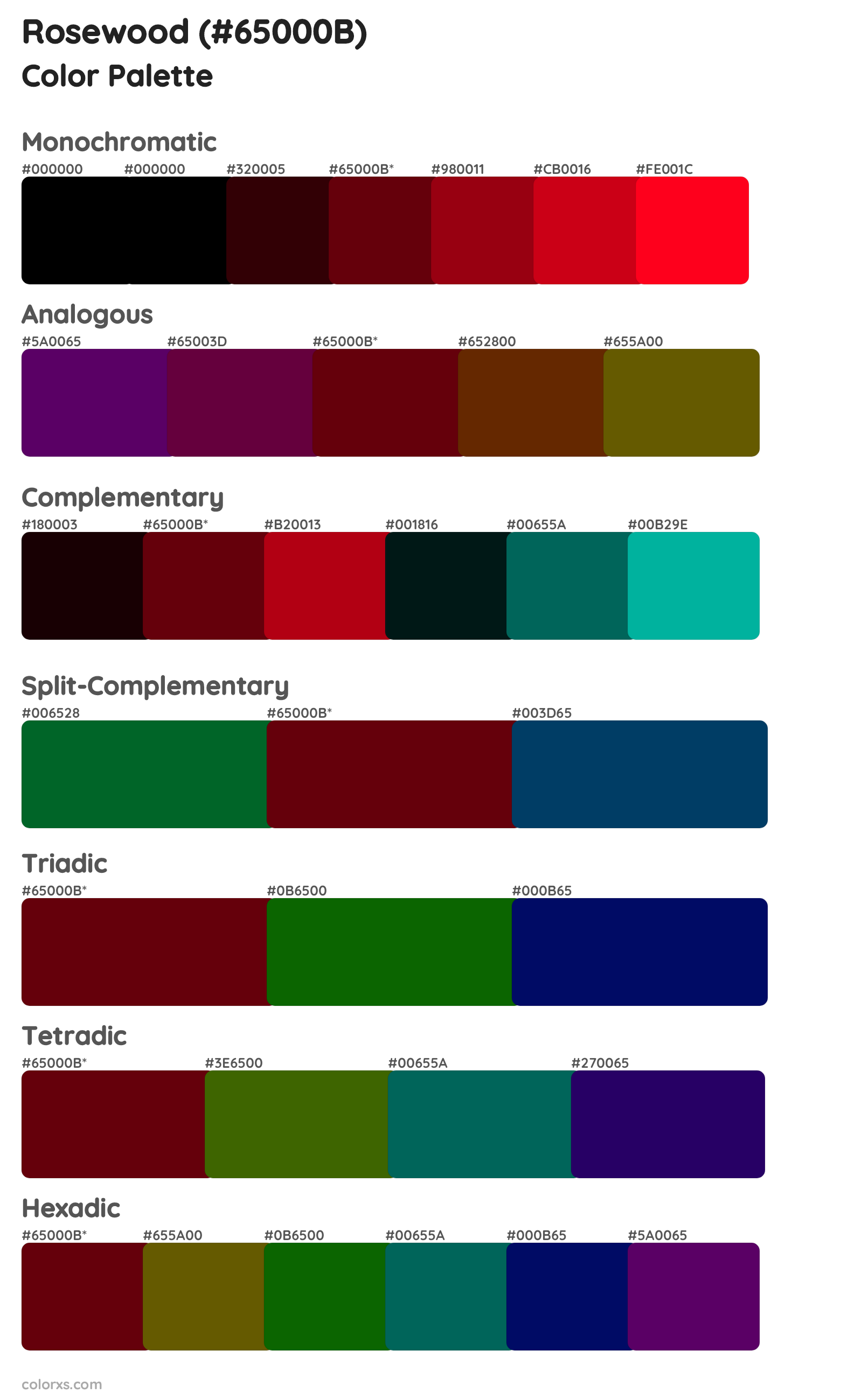 Rosewood Color Scheme Palettes