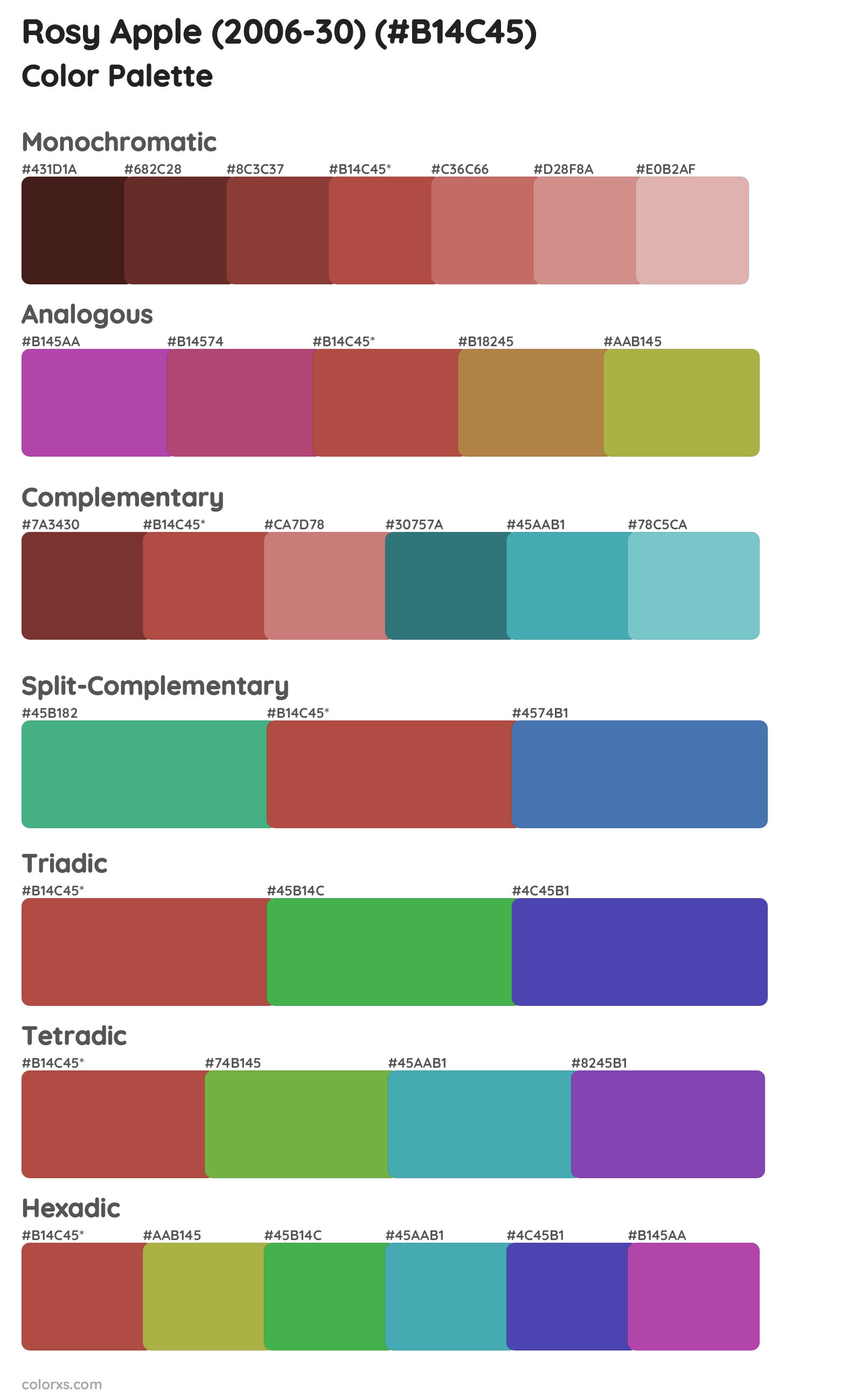 Rosy Apple (2006-30) Color Scheme Palettes