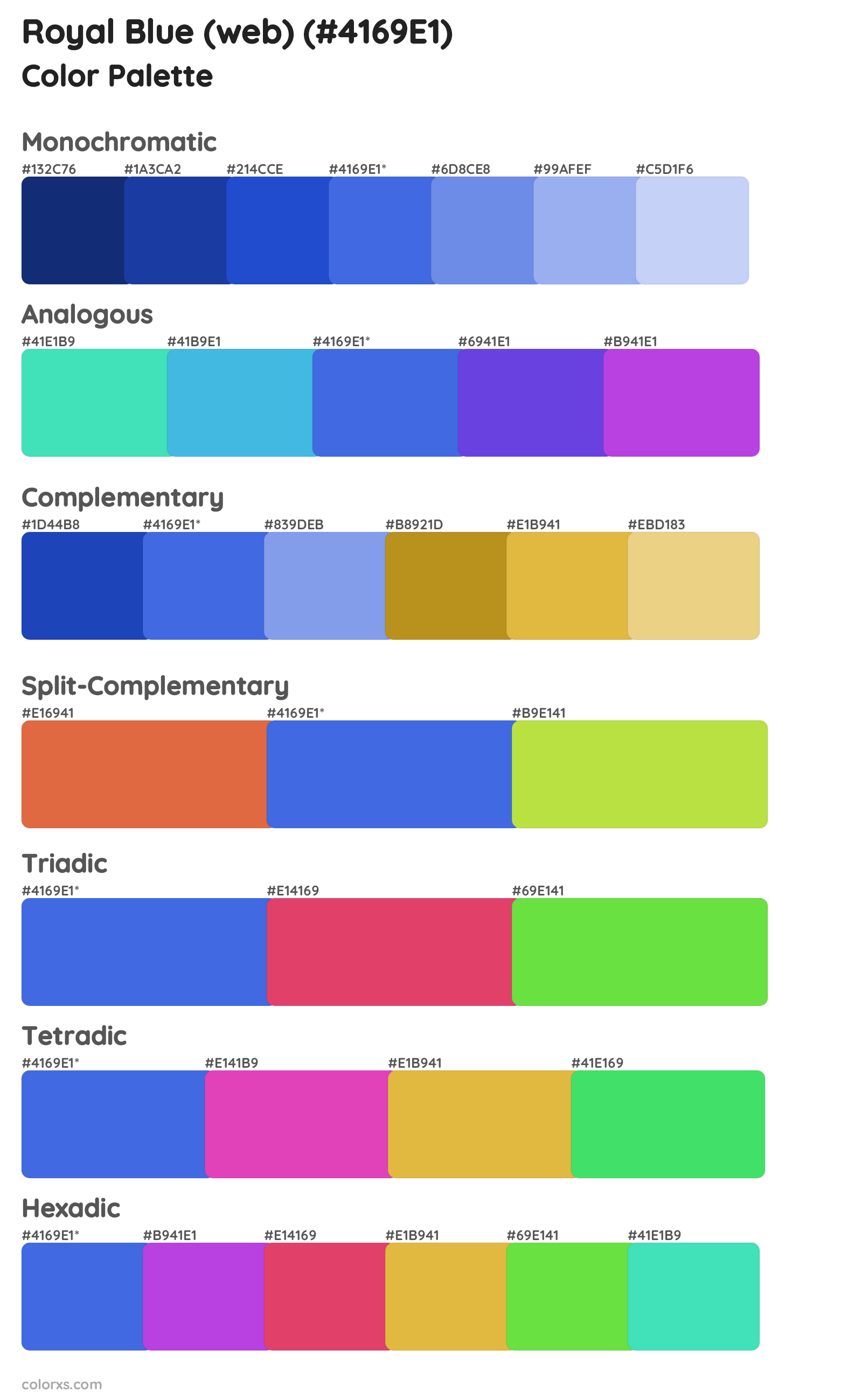Royal Blue (web) Color Scheme Palettes
