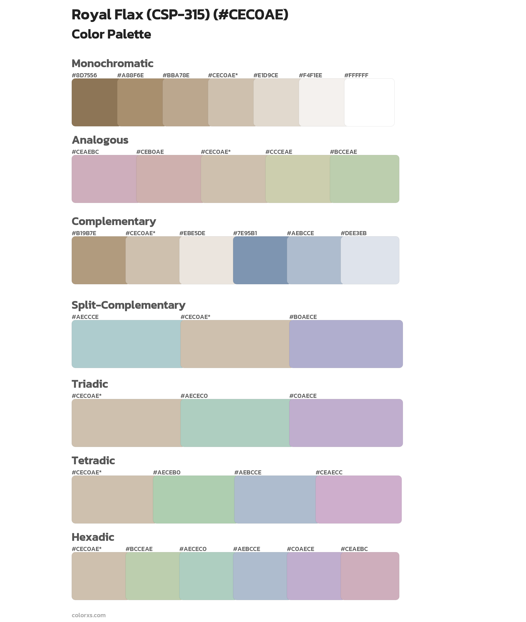 Royal Flax (CSP-315) Color Scheme Palettes