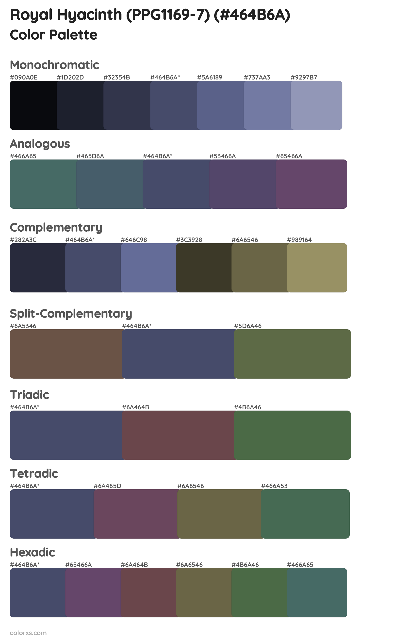 Royal Hyacinth (PPG1169-7) Color Scheme Palettes