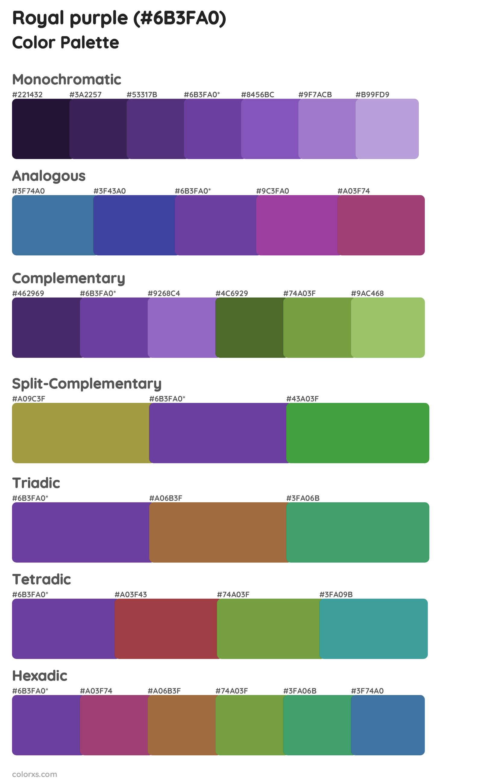 Royal purple Color Scheme Palettes
