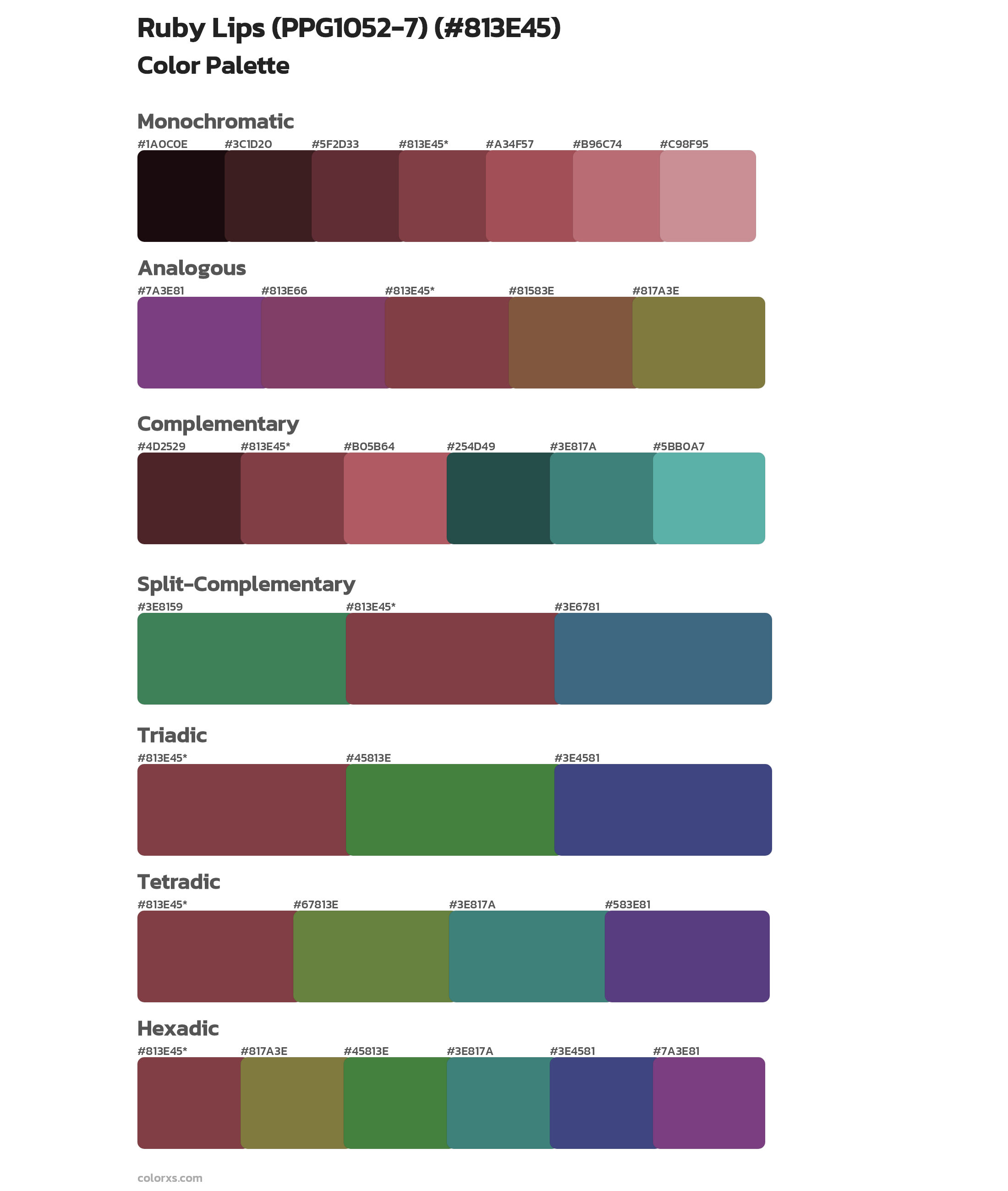 Ruby Lips (PPG1052-7) Color Scheme Palettes