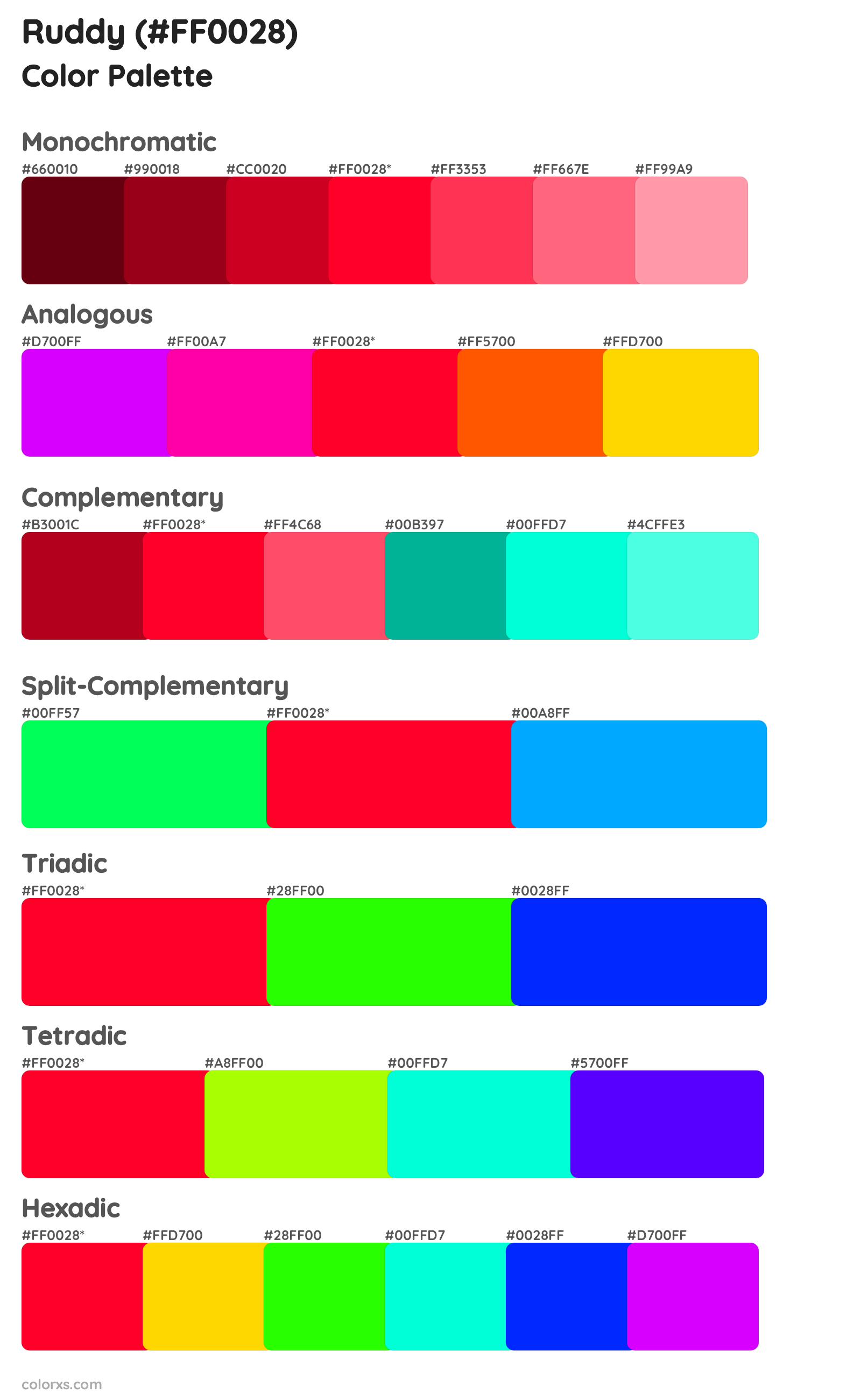 Ruddy Color Scheme Palettes