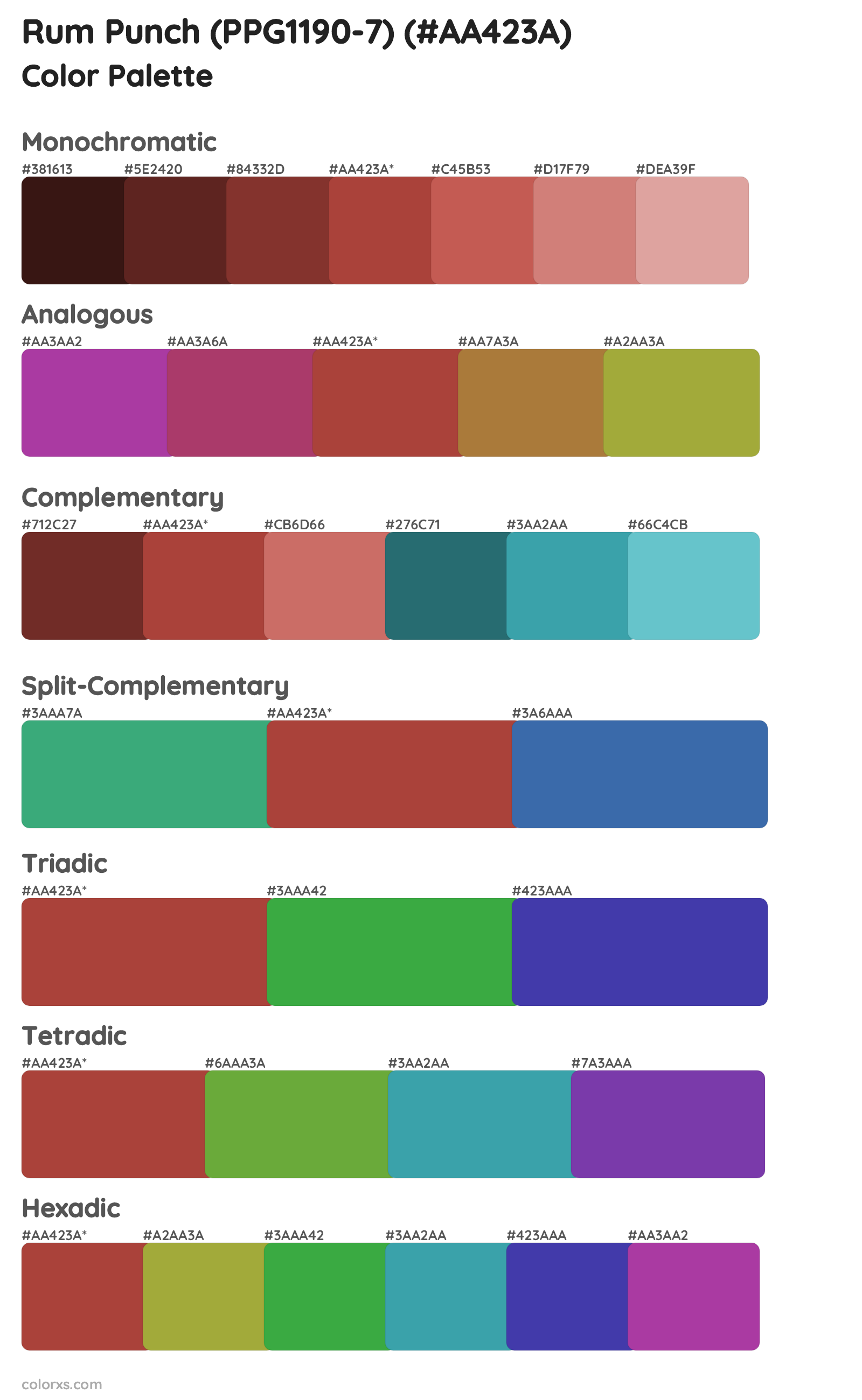 Rum Punch (PPG1190-7) Color Scheme Palettes