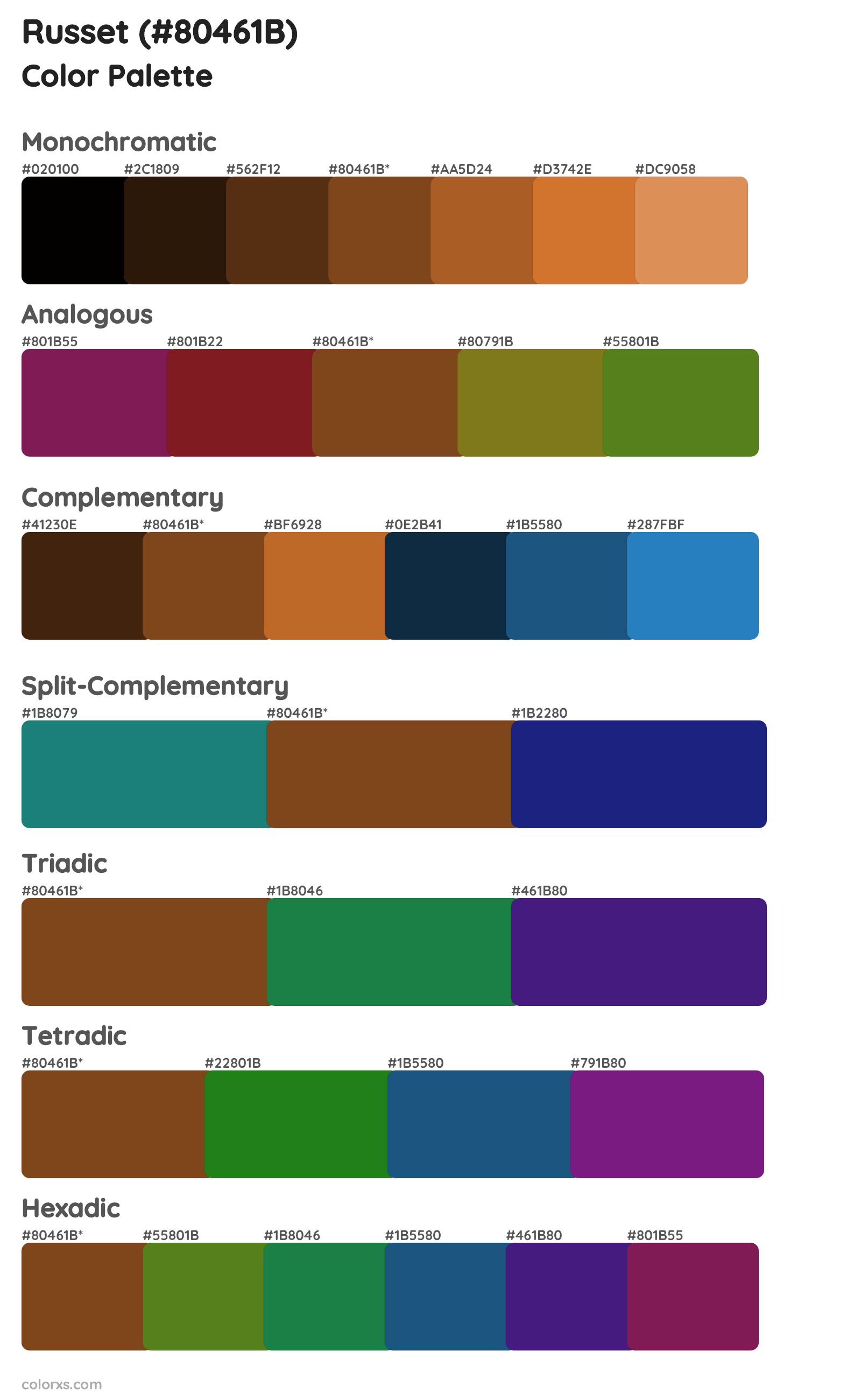 Russet Color Scheme Palettes