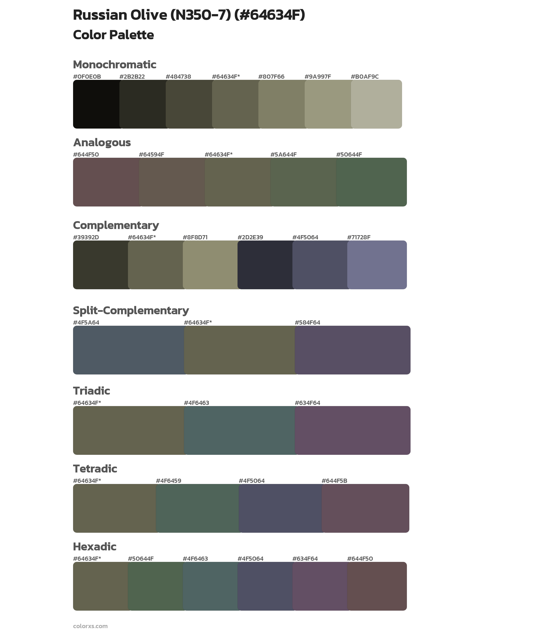 Russian Olive (N350-7) Color Scheme Palettes