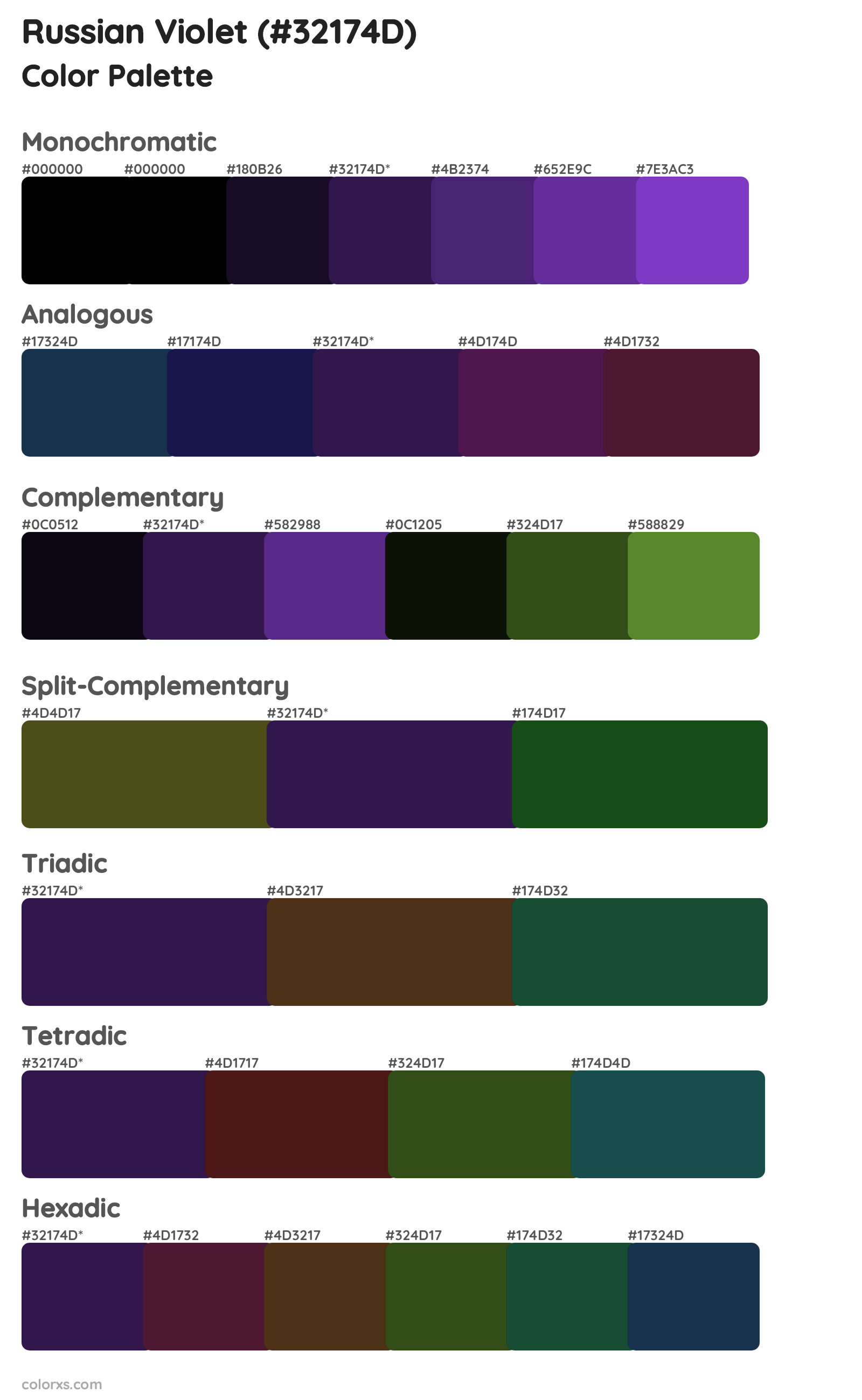 Russian Violet Color Scheme Palettes