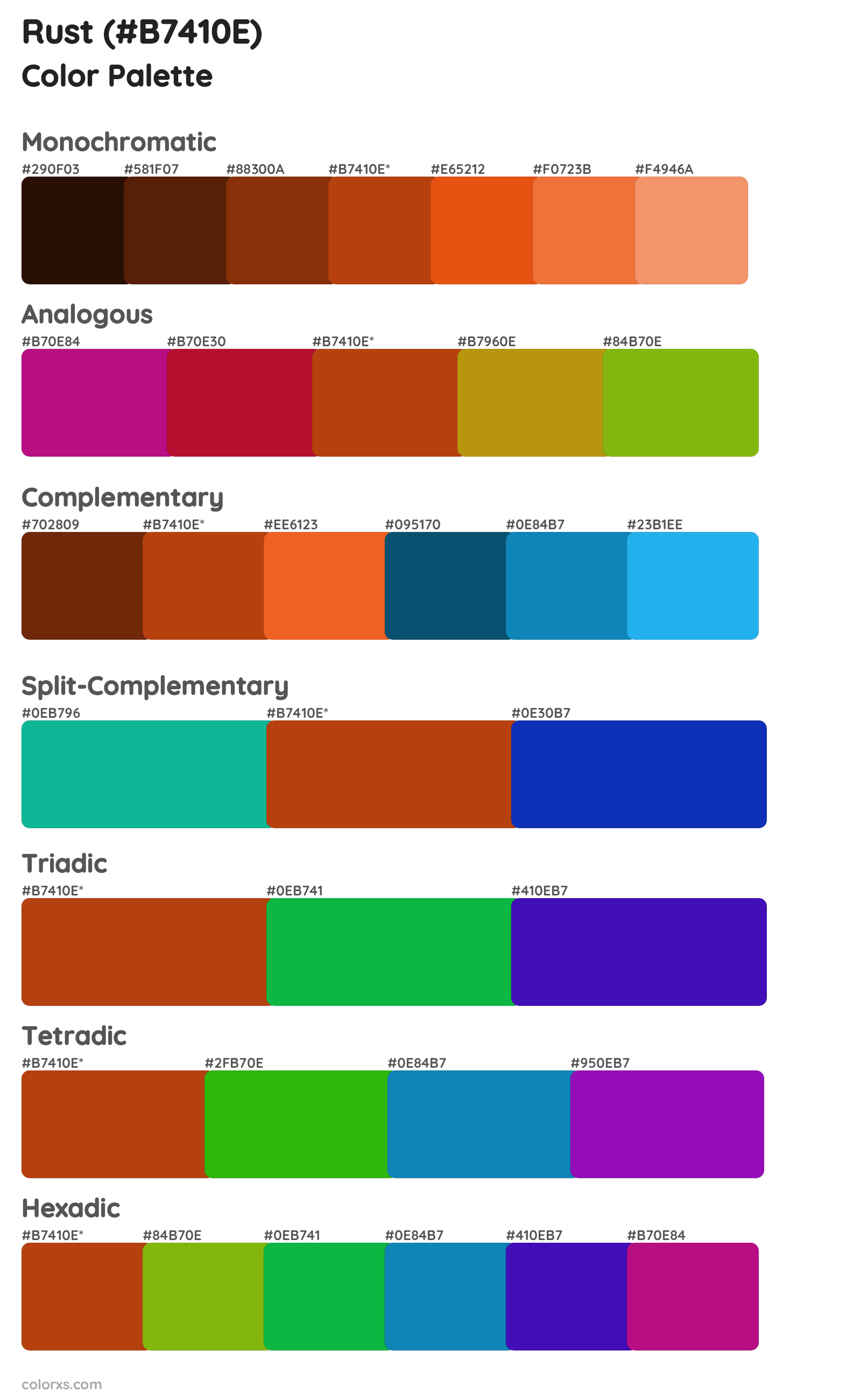 Rust Color Scheme Palettes