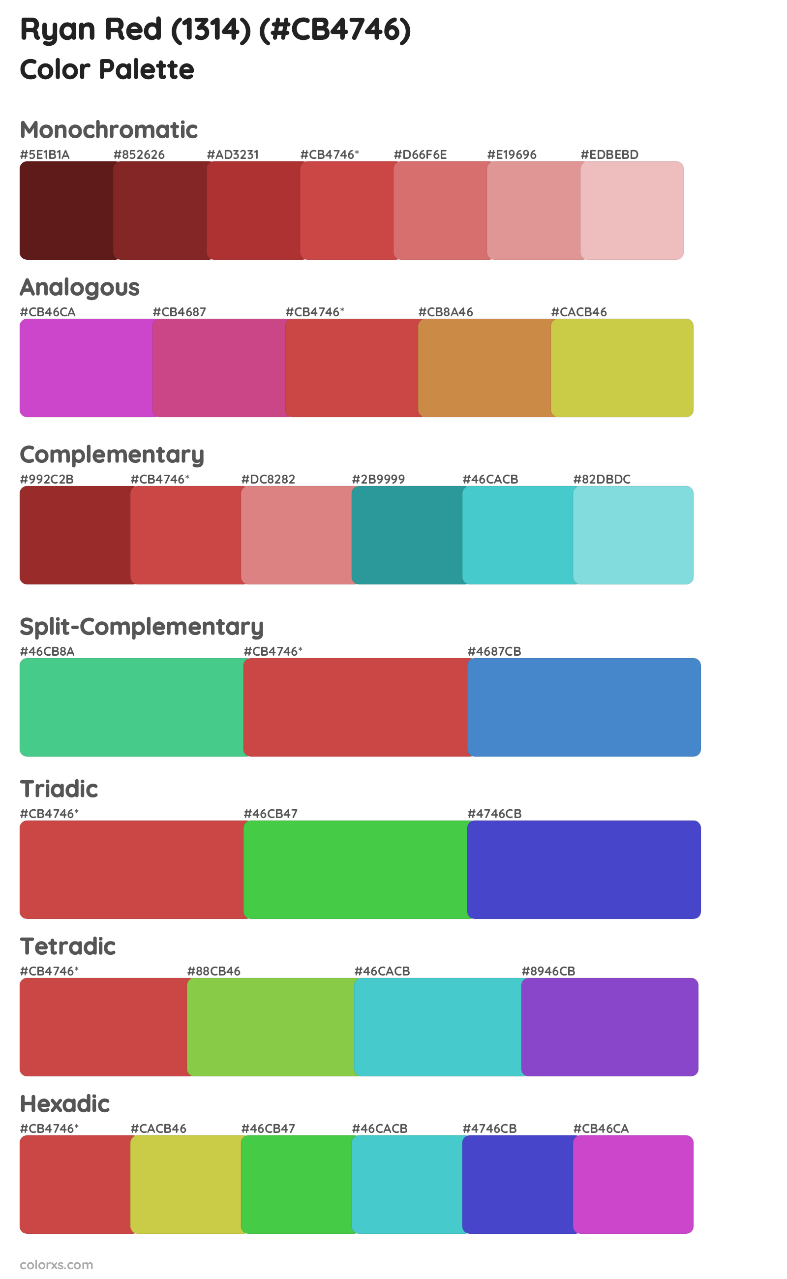 Ryan Red (1314) Color Scheme Palettes