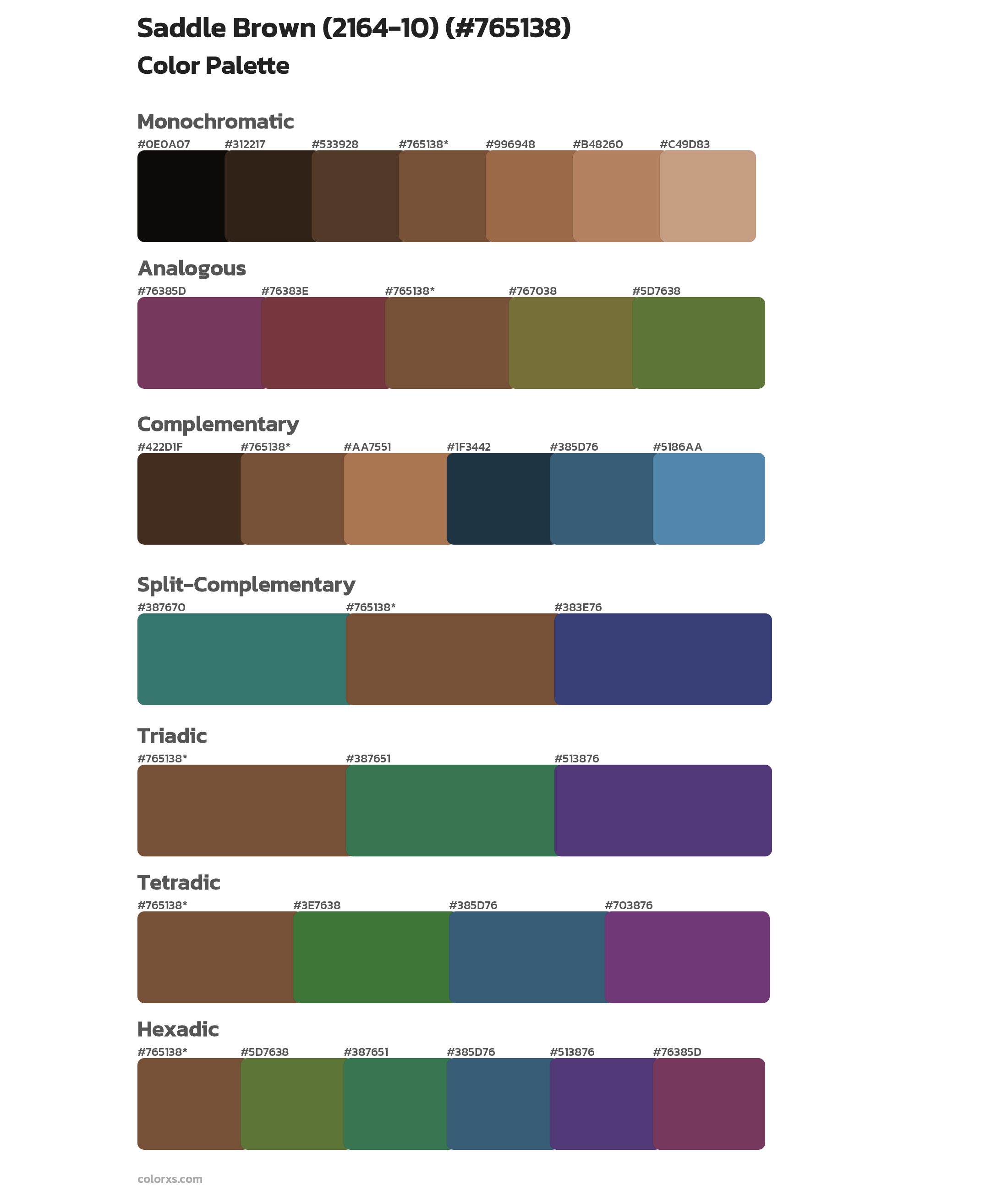 Saddle Brown (2164-10) Color Scheme Palettes