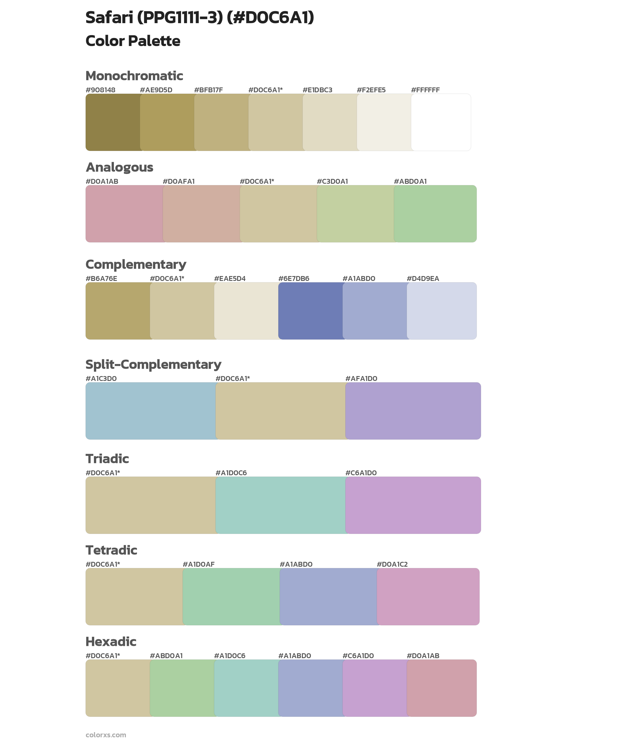 Safari (PPG1111-3) Color Scheme Palettes