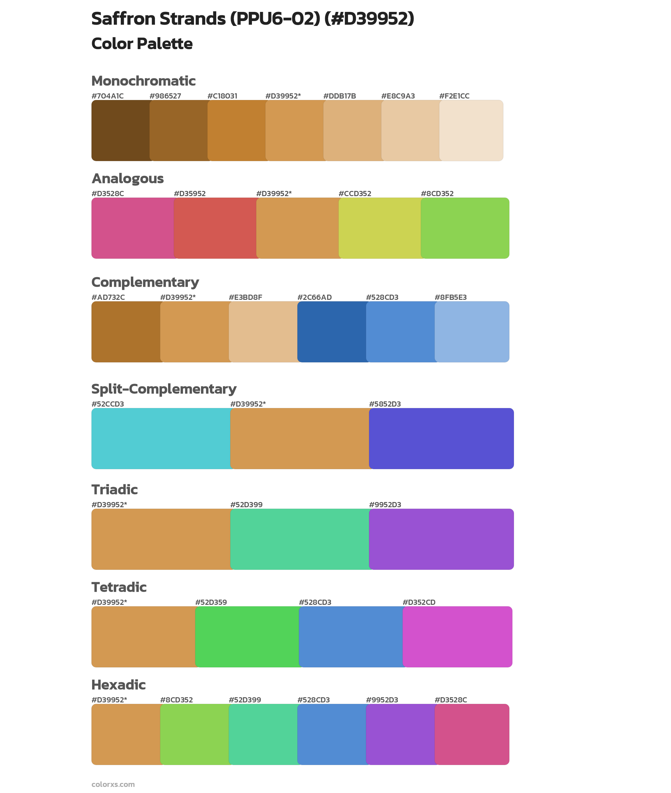 Saffron Strands (PPU6-02) Color Scheme Palettes