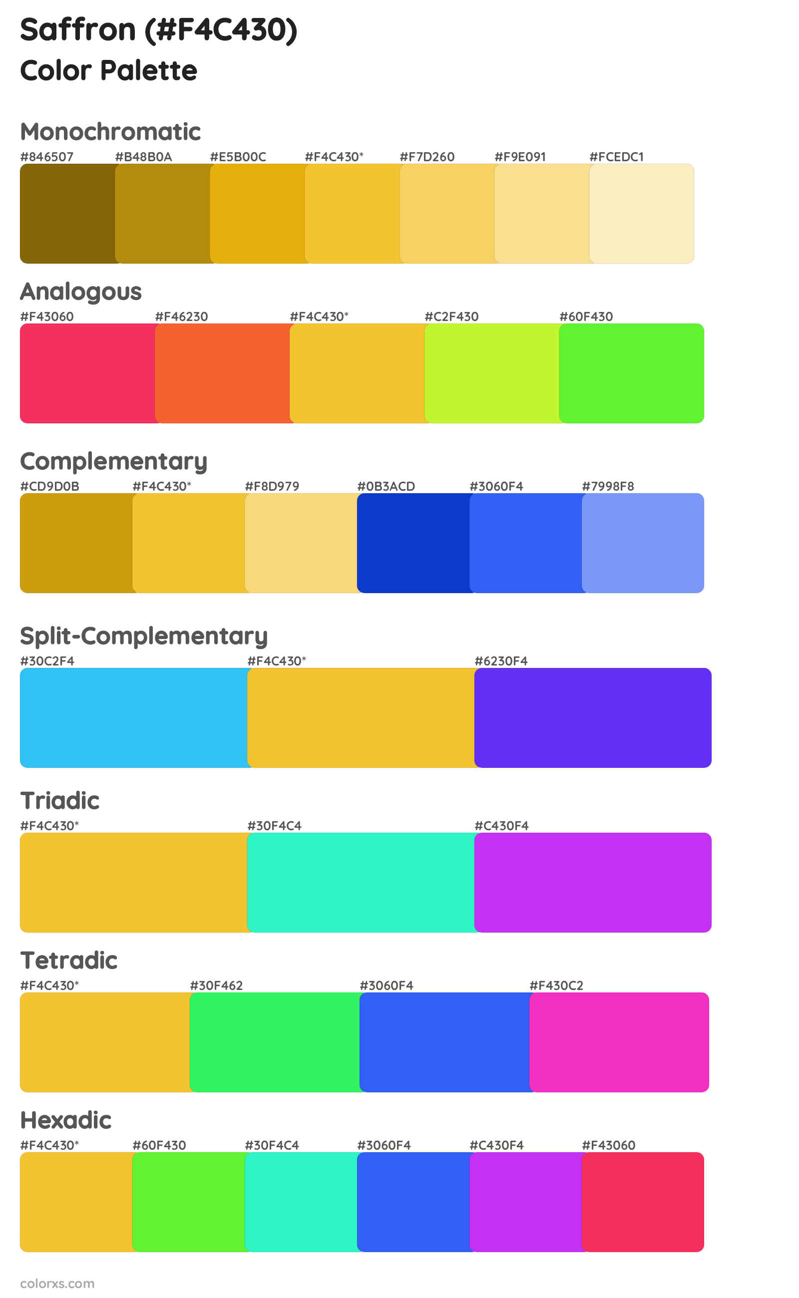 Saffron Color Scheme Palettes