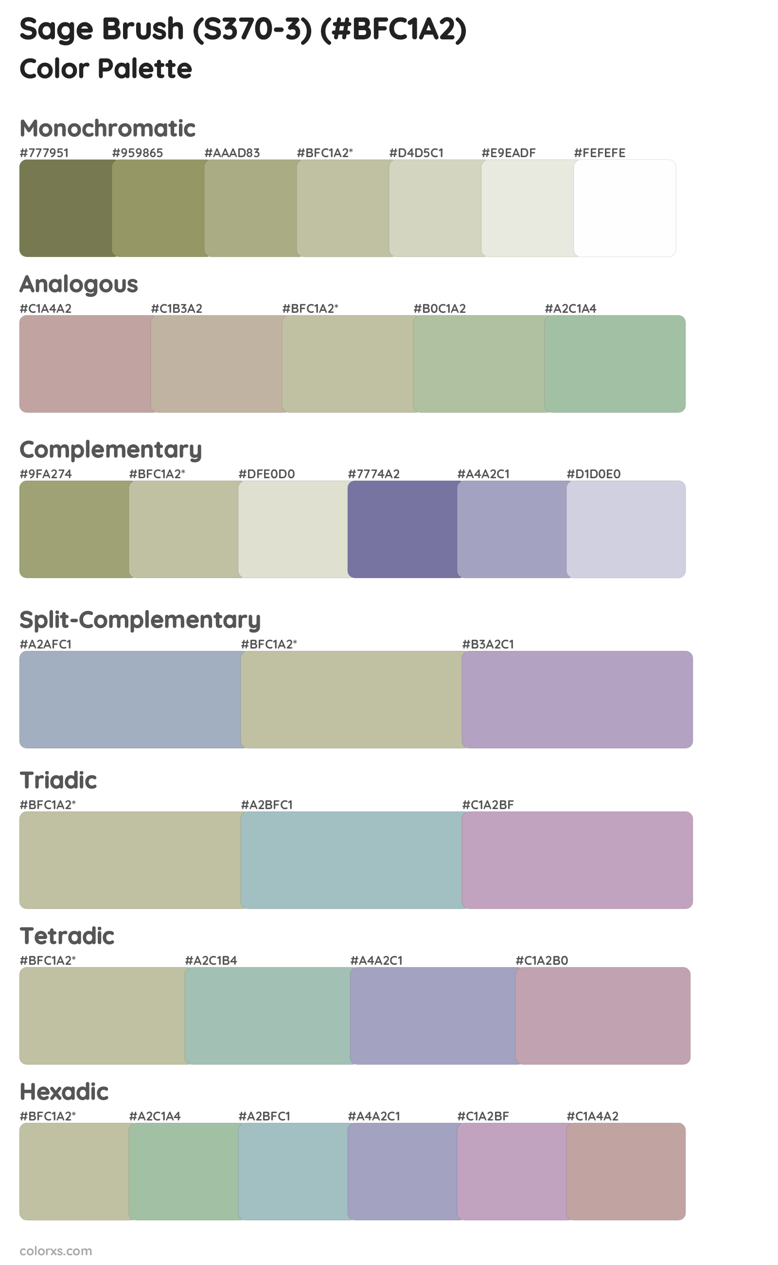 Sage Brush (S370-3) Color Scheme Palettes