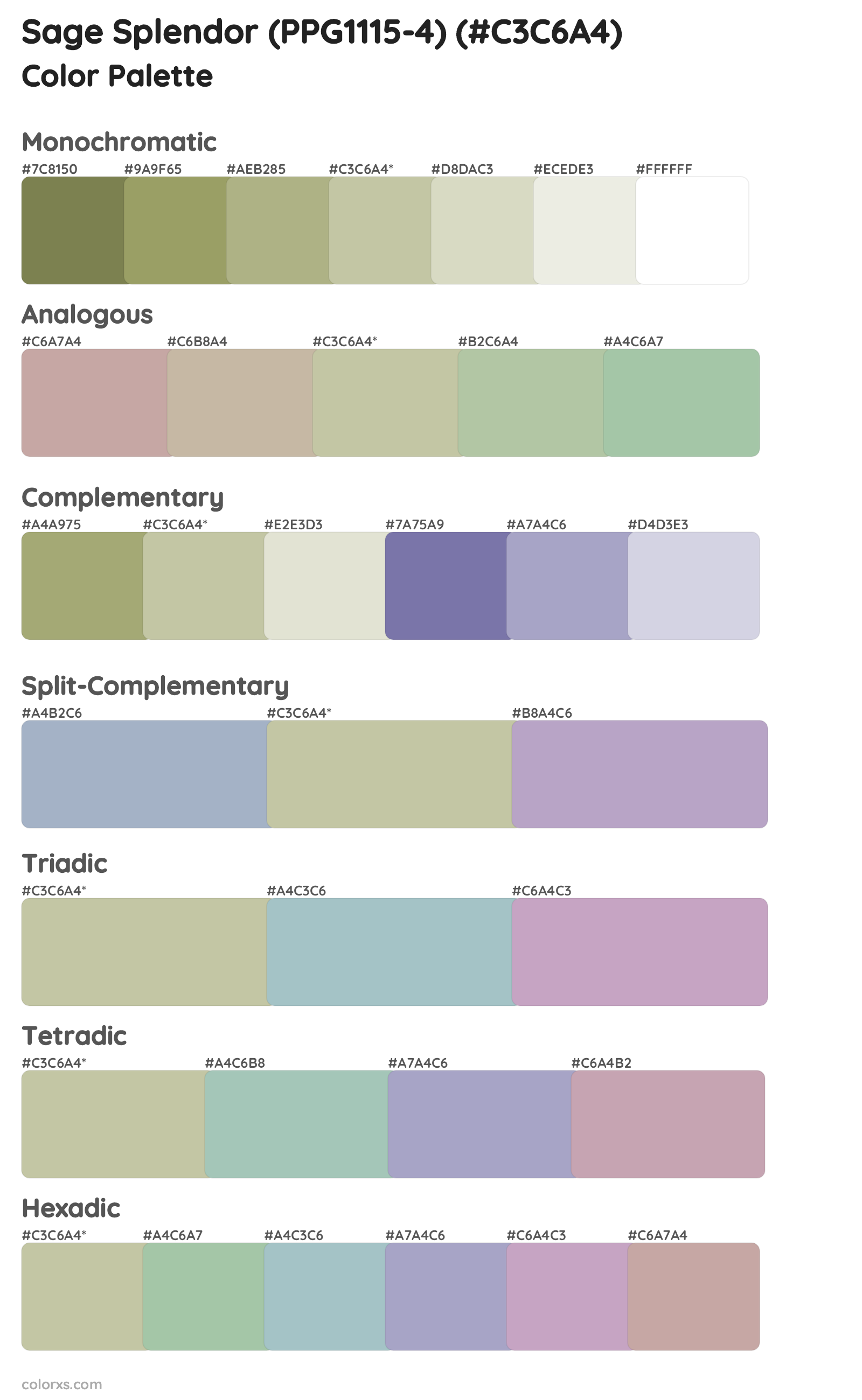 Sage Splendor (PPG1115-4) Color Scheme Palettes