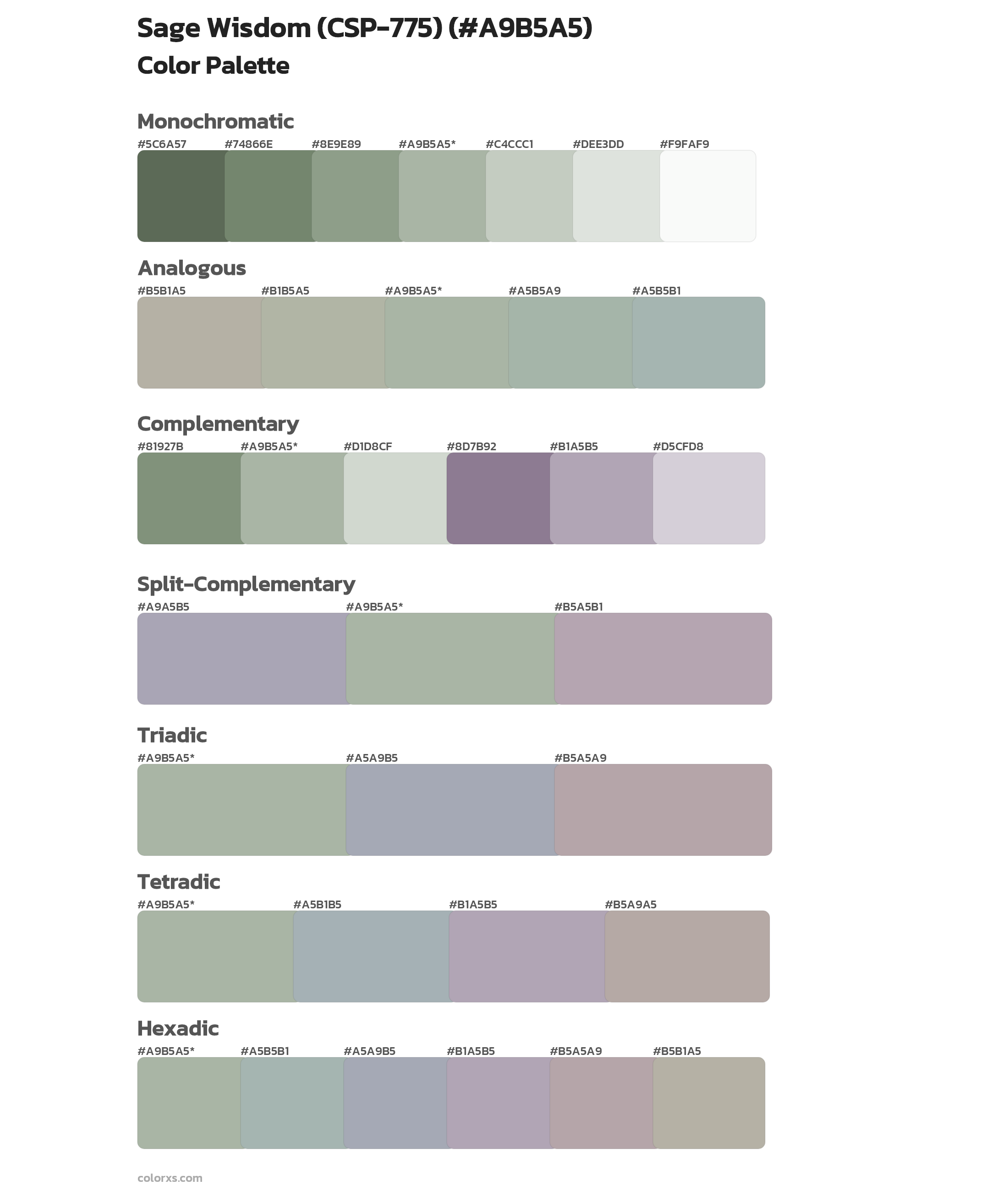 Sage Wisdom (CSP-775) Color Scheme Palettes