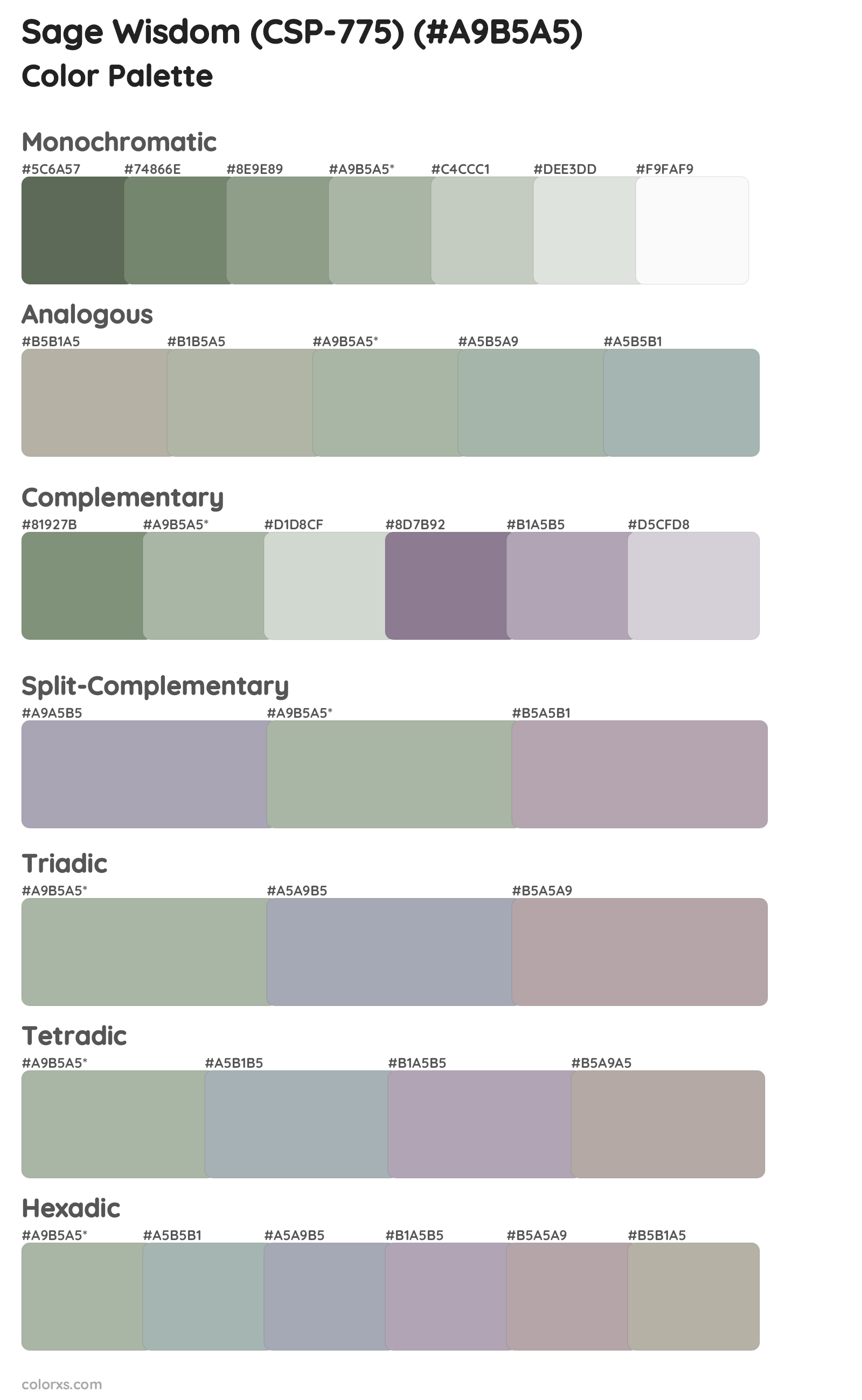 Sage Wisdom (CSP-775) Color Scheme Palettes