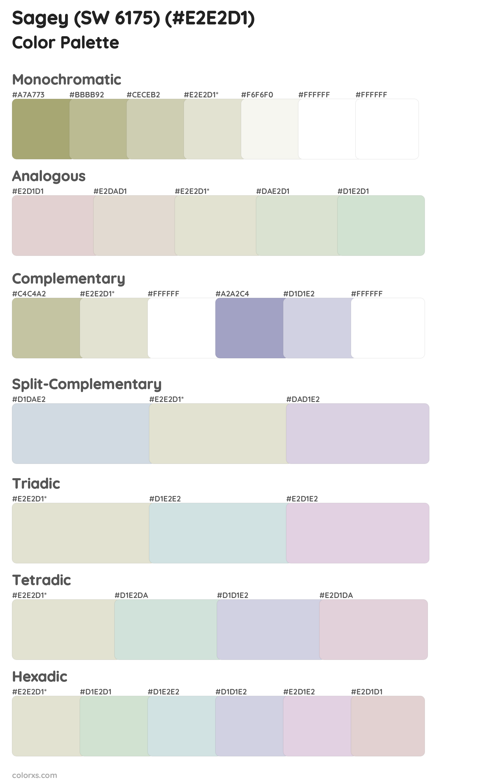 Sagey (SW 6175) Color Scheme Palettes