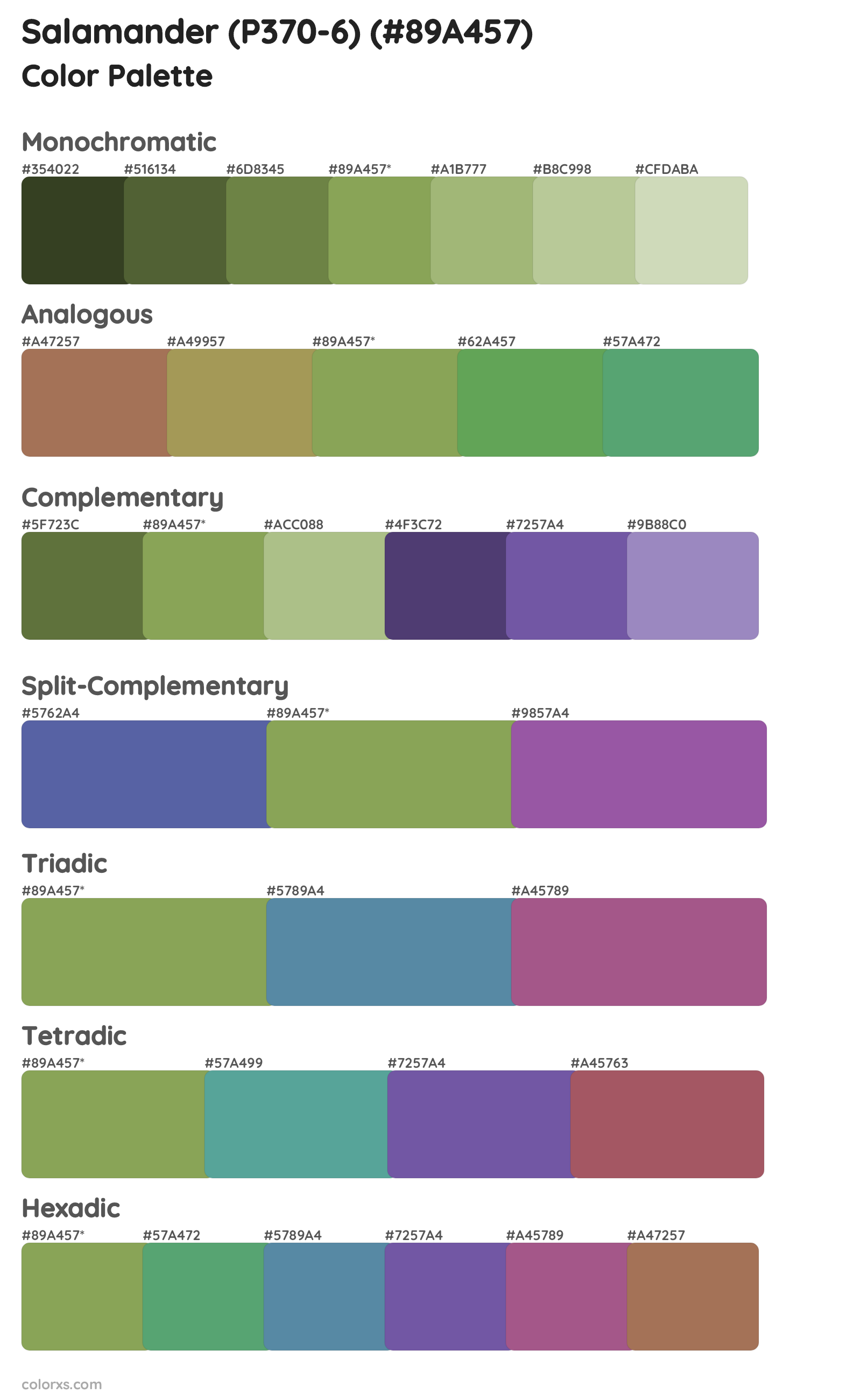 Salamander (P370-6) Color Scheme Palettes