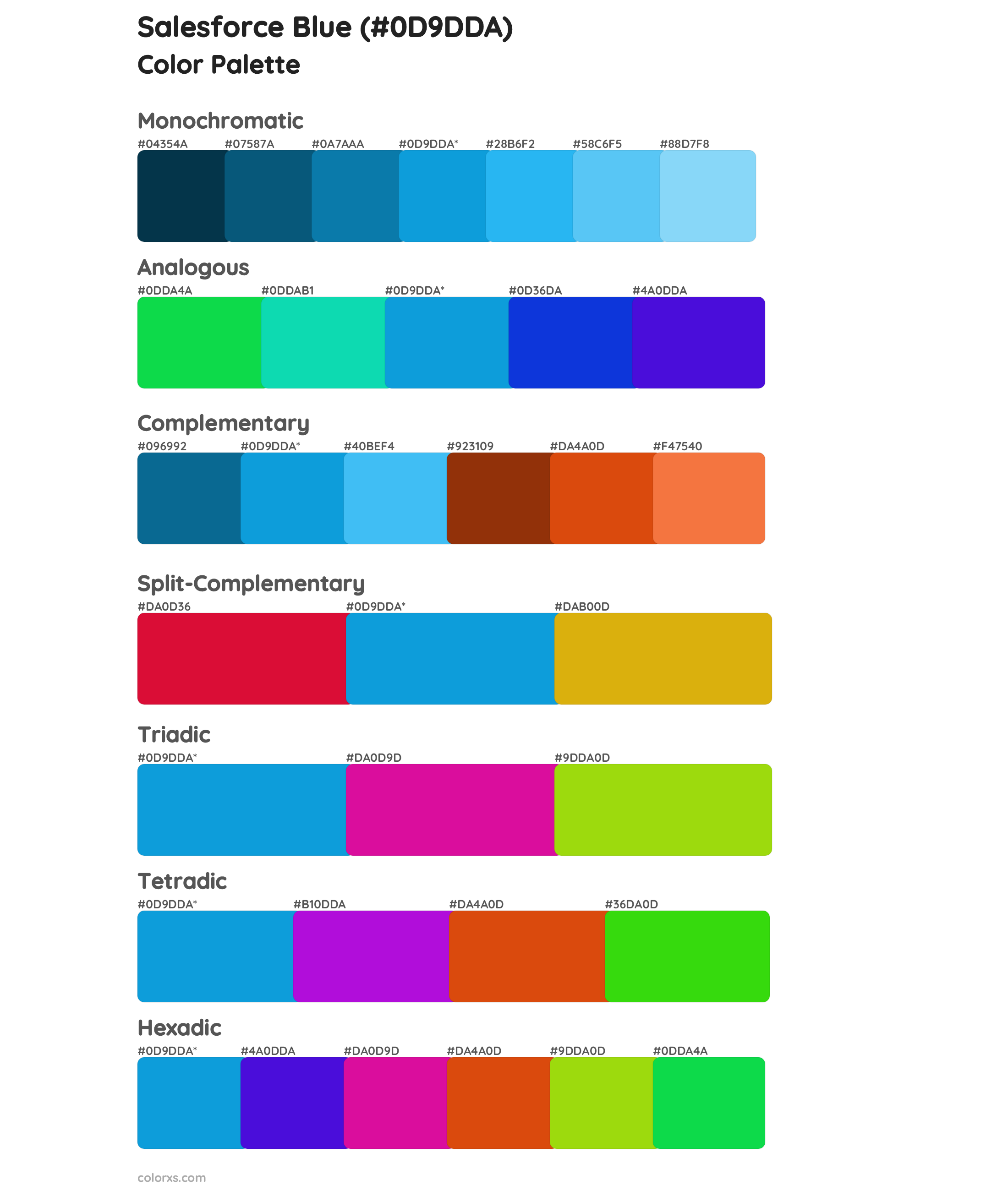 Salesforce Blue Color Scheme Palettes