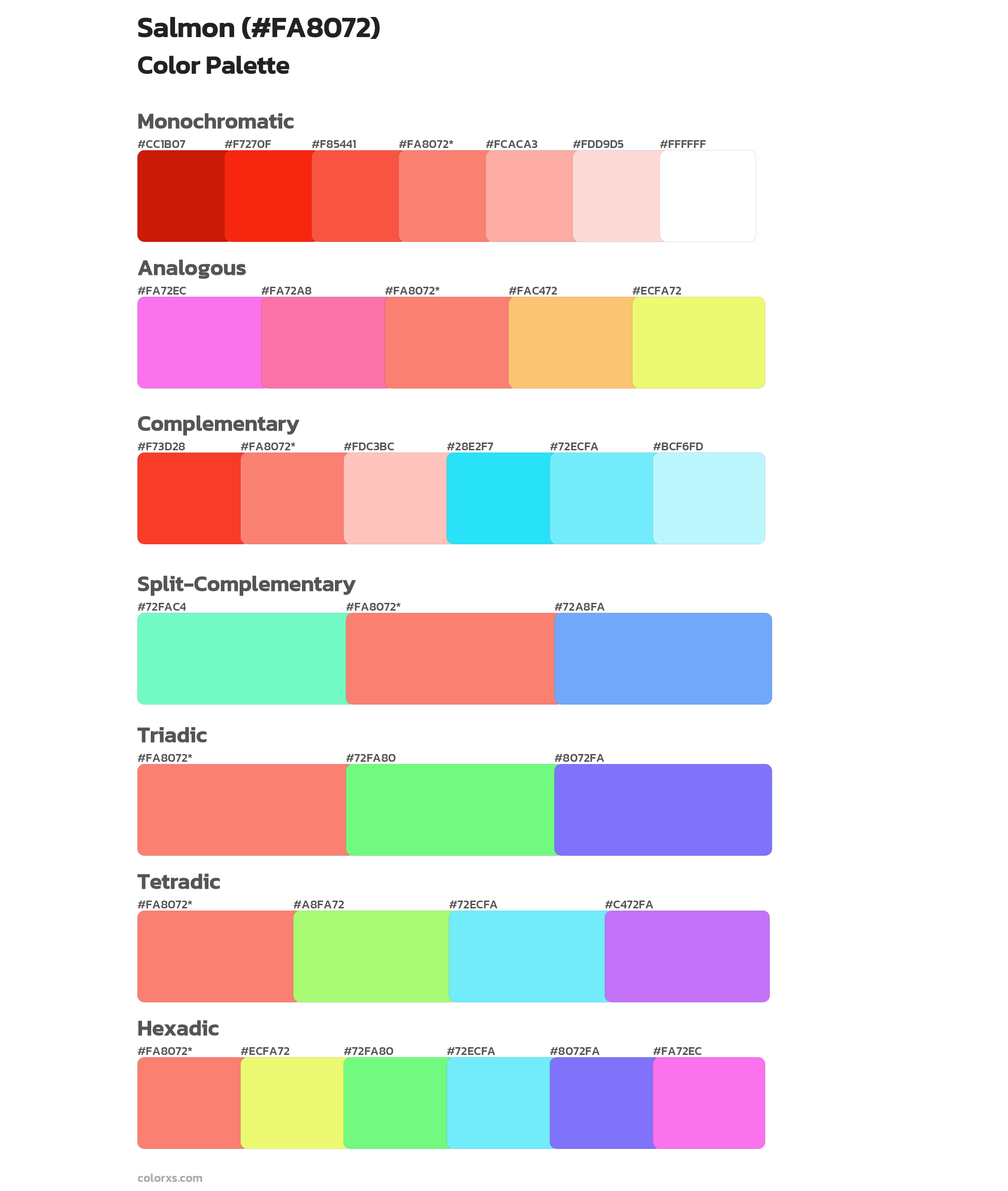 Salmon color palettes