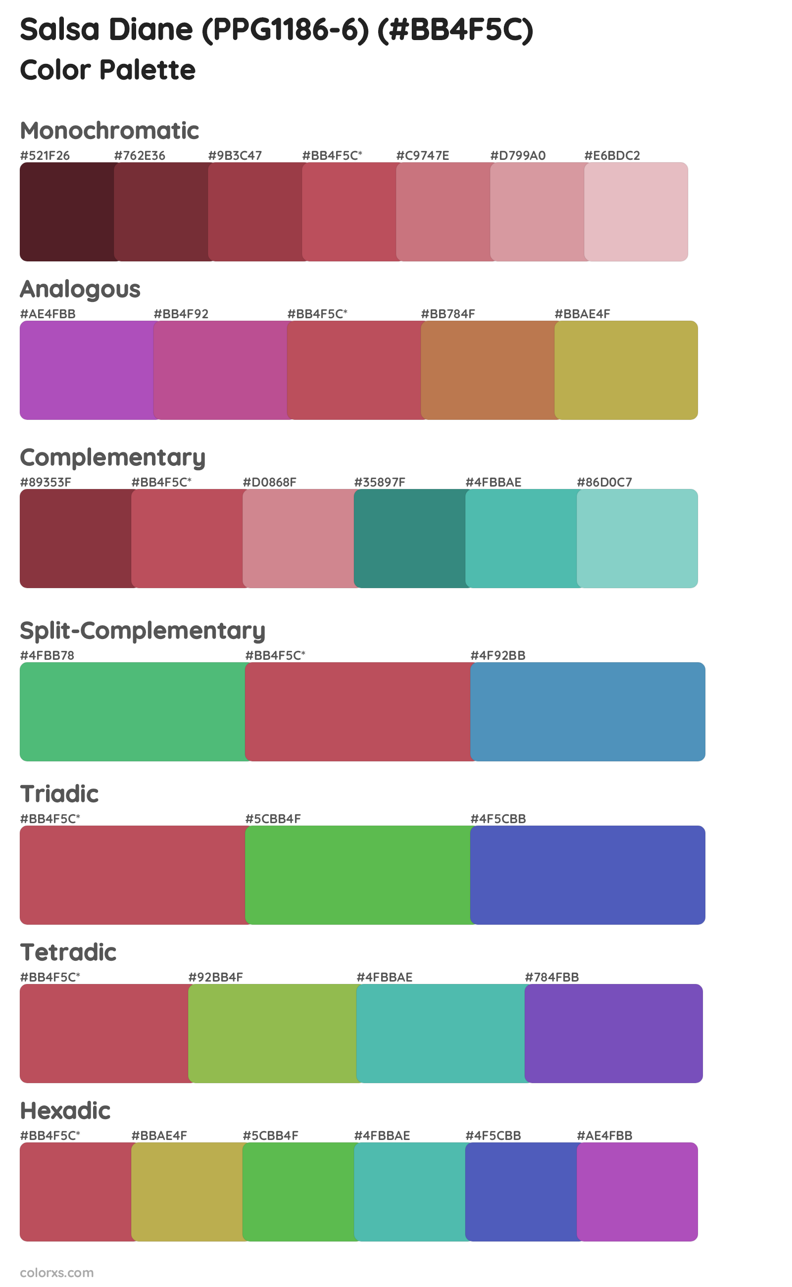 Salsa Diane (PPG1186-6) Color Scheme Palettes