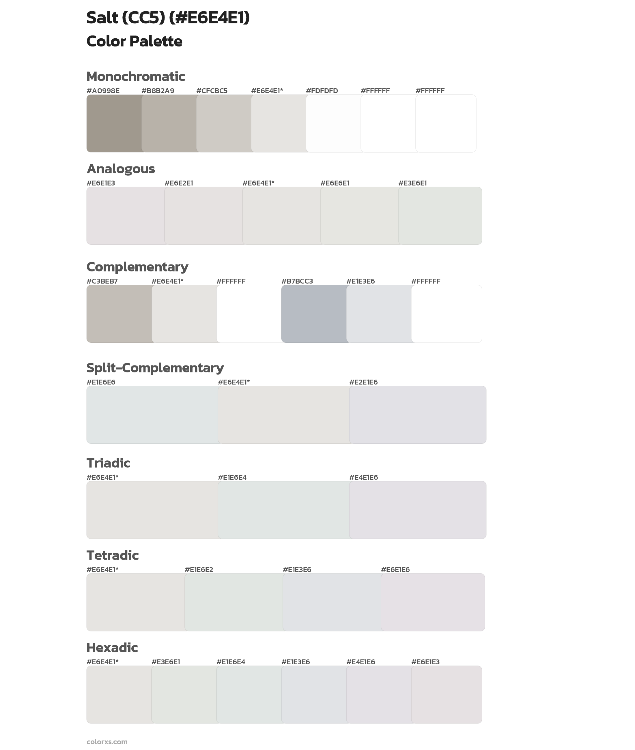 Salt (CC5) Color Scheme Palettes