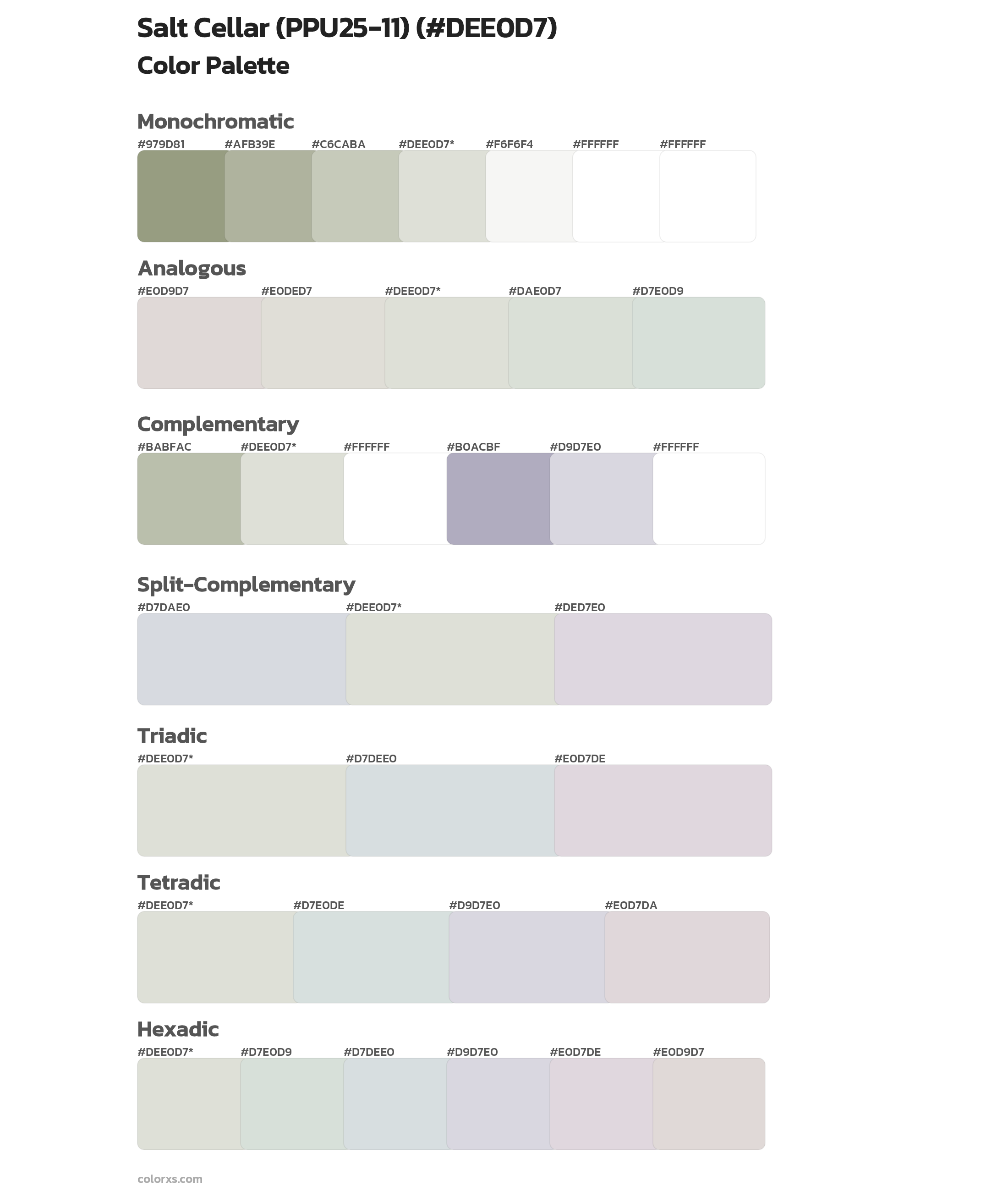 Salt Cellar (PPU25-11) Color Scheme Palettes