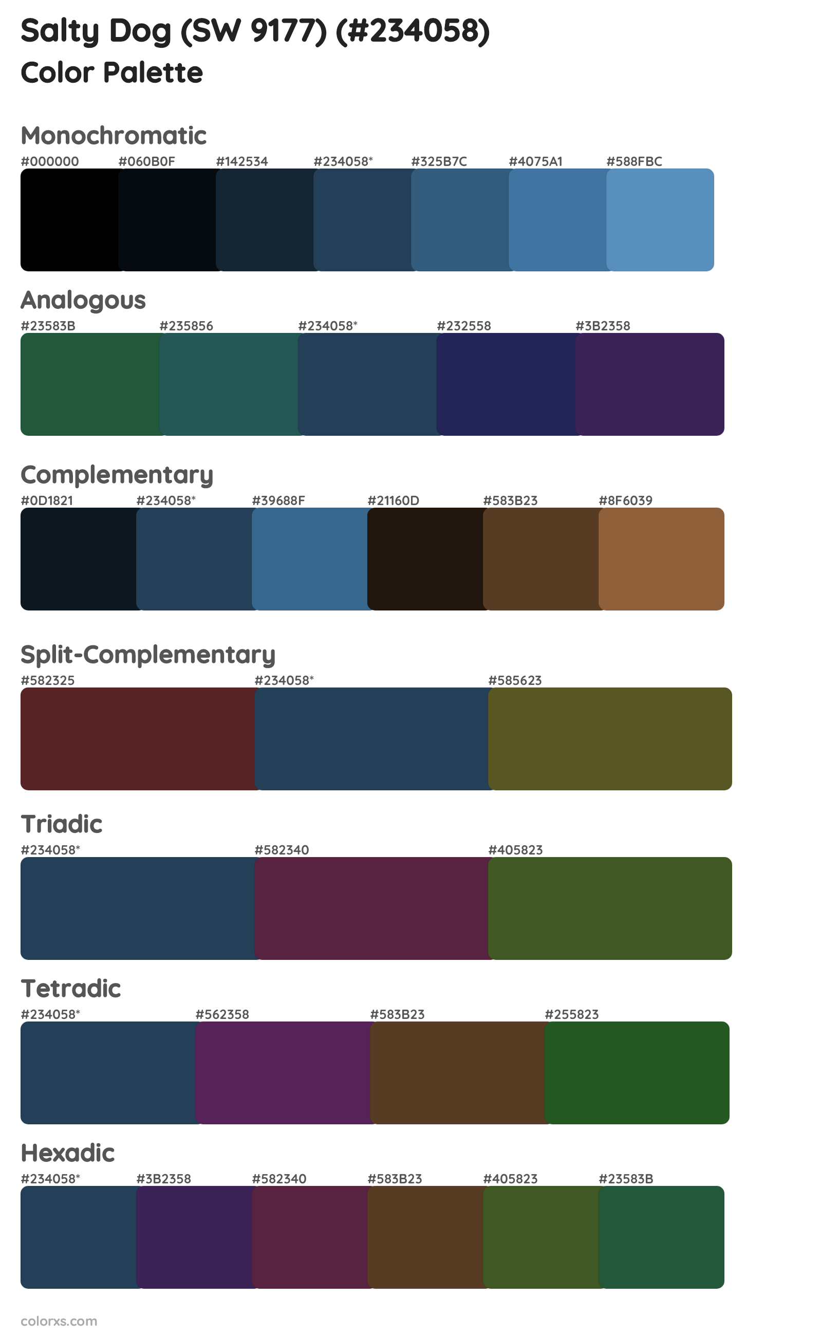 Salty Dog (SW 9177) Color Scheme Palettes