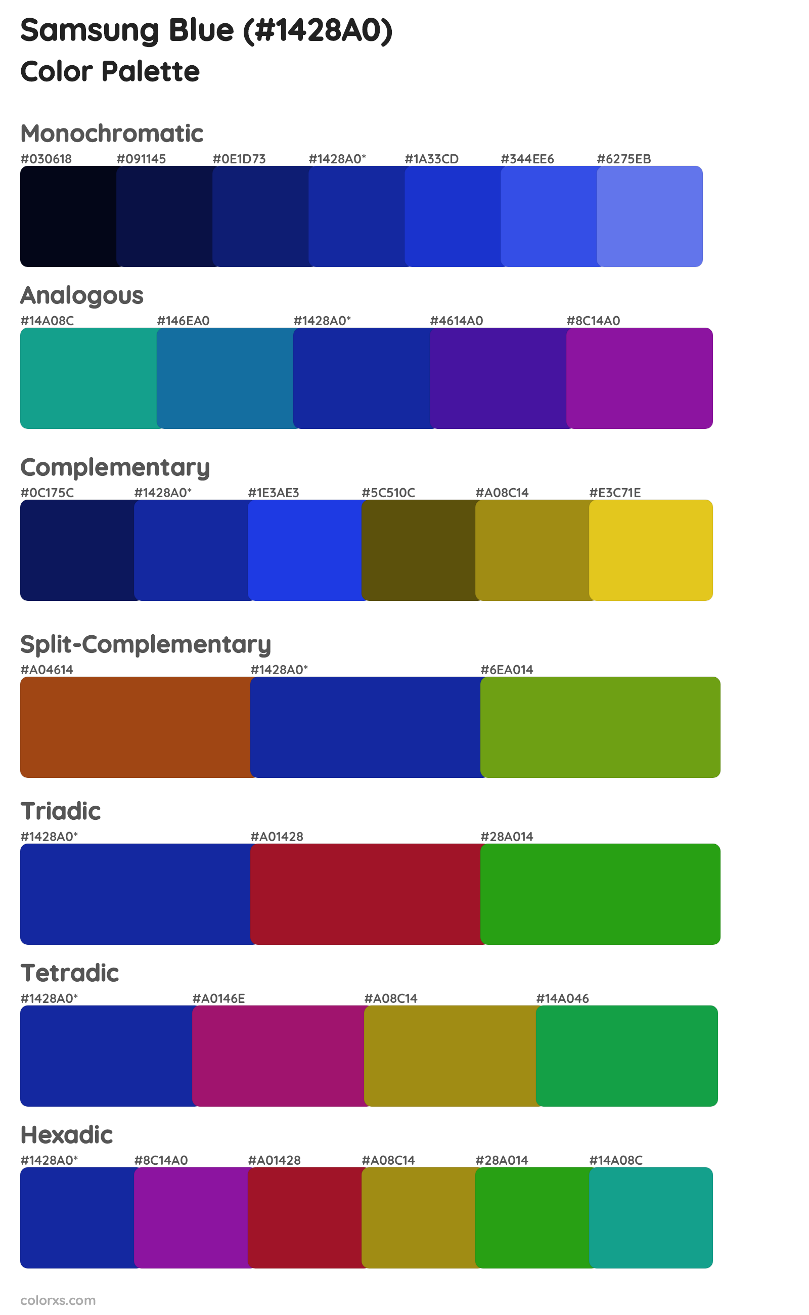 Samsung Blue Color Scheme Palettes