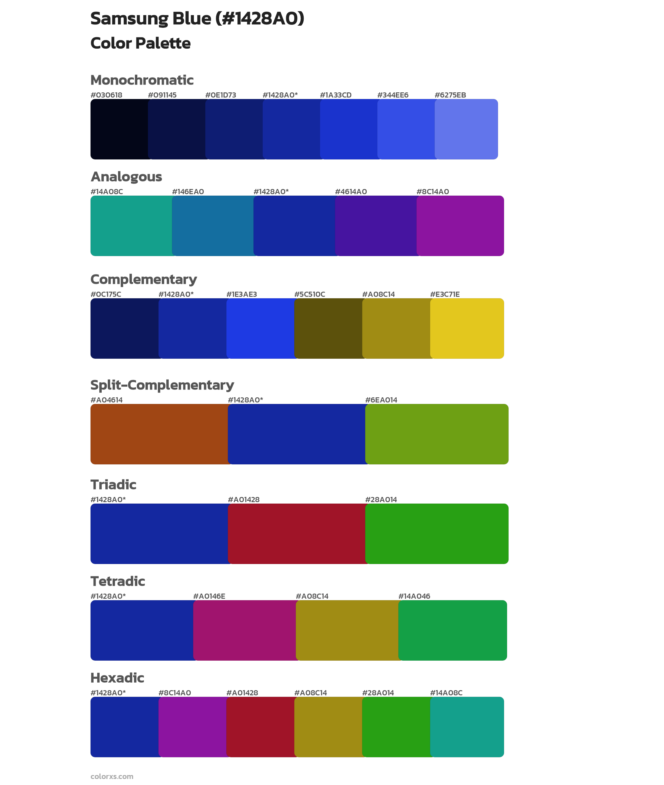 Samsung Blue Color Scheme Palettes