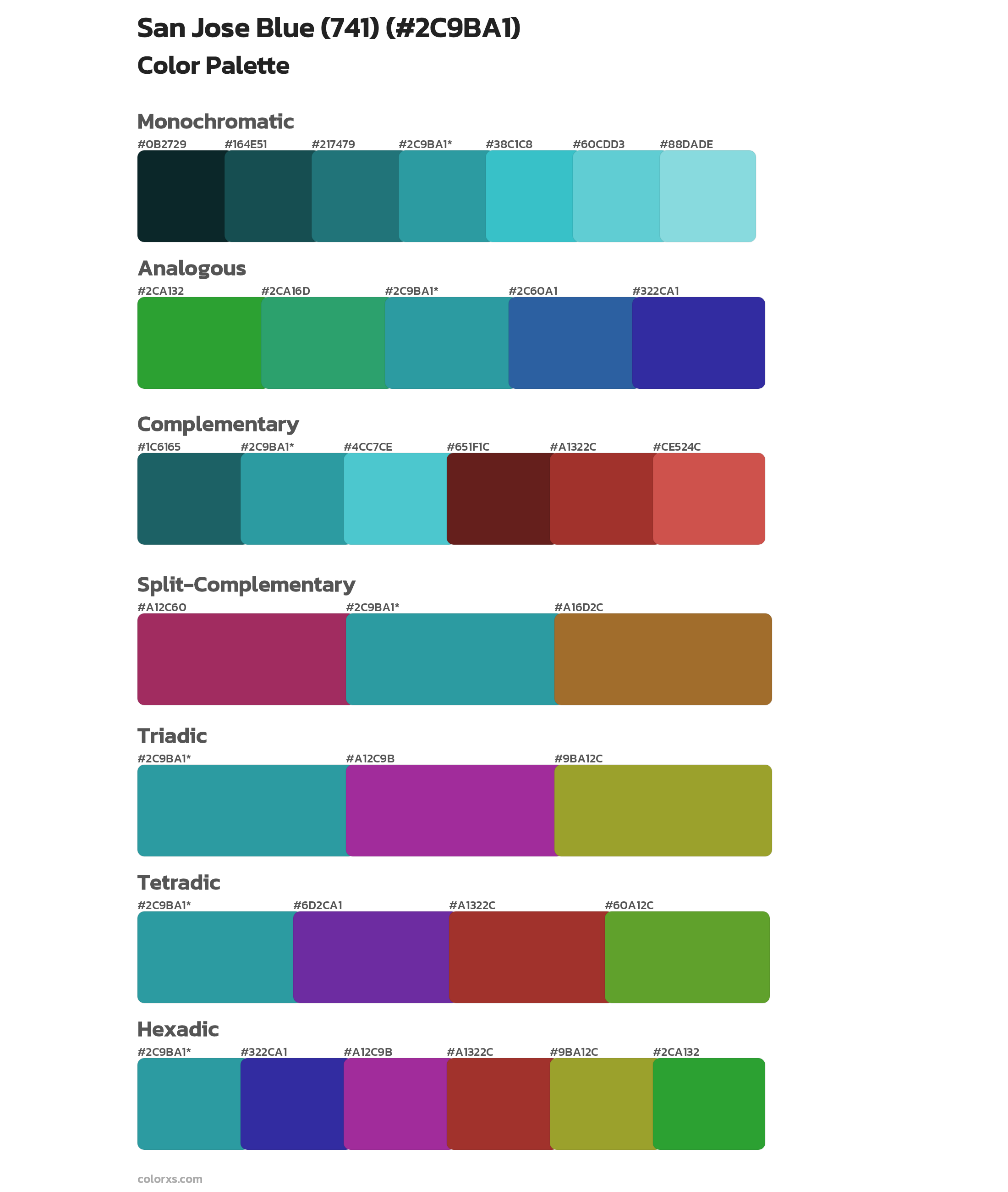 San Jose Blue (741) Color Scheme Palettes