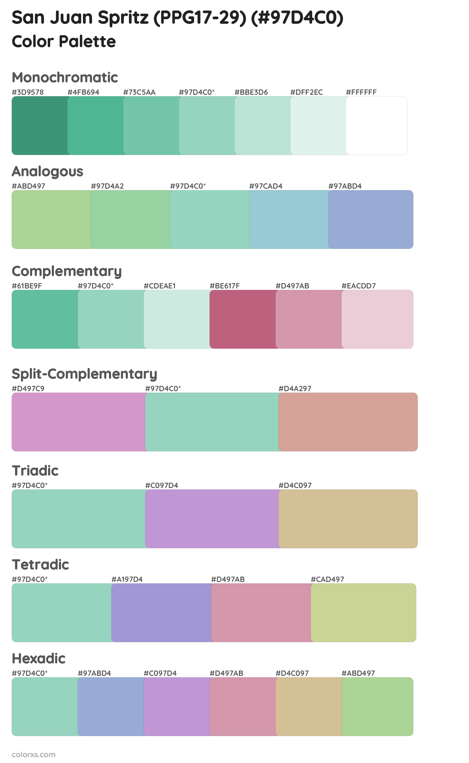 San Juan Spritz (PPG17-29) Color Scheme Palettes