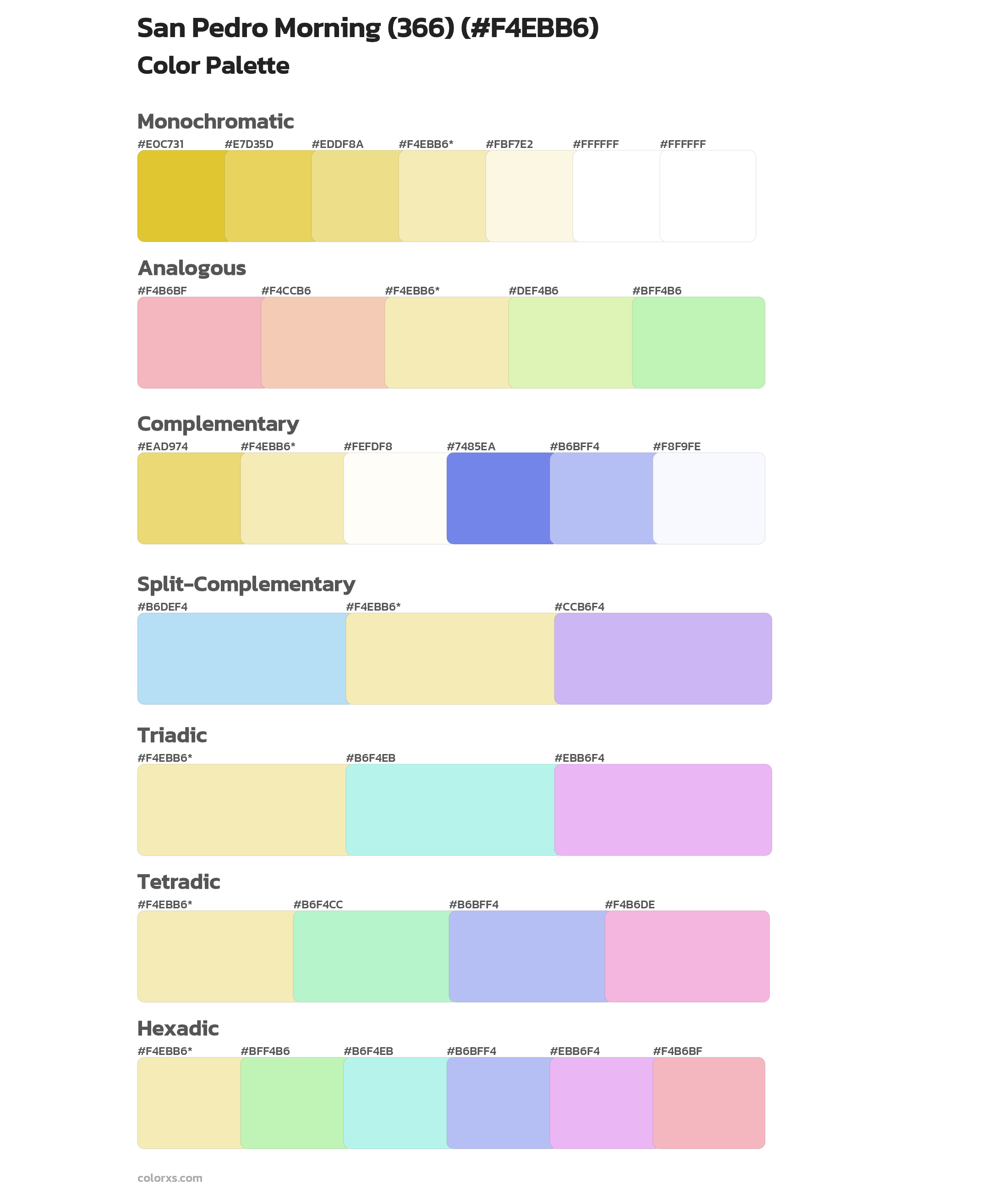 San Pedro Morning (366) Color Scheme Palettes