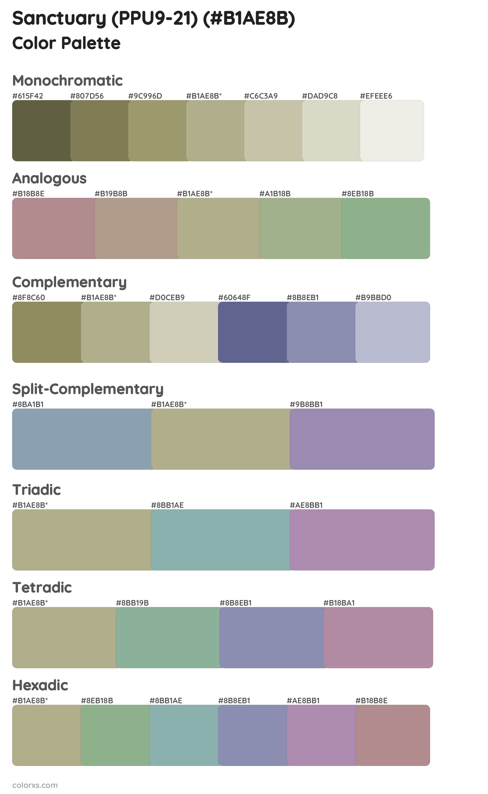 Sanctuary (PPU9-21) Color Scheme Palettes