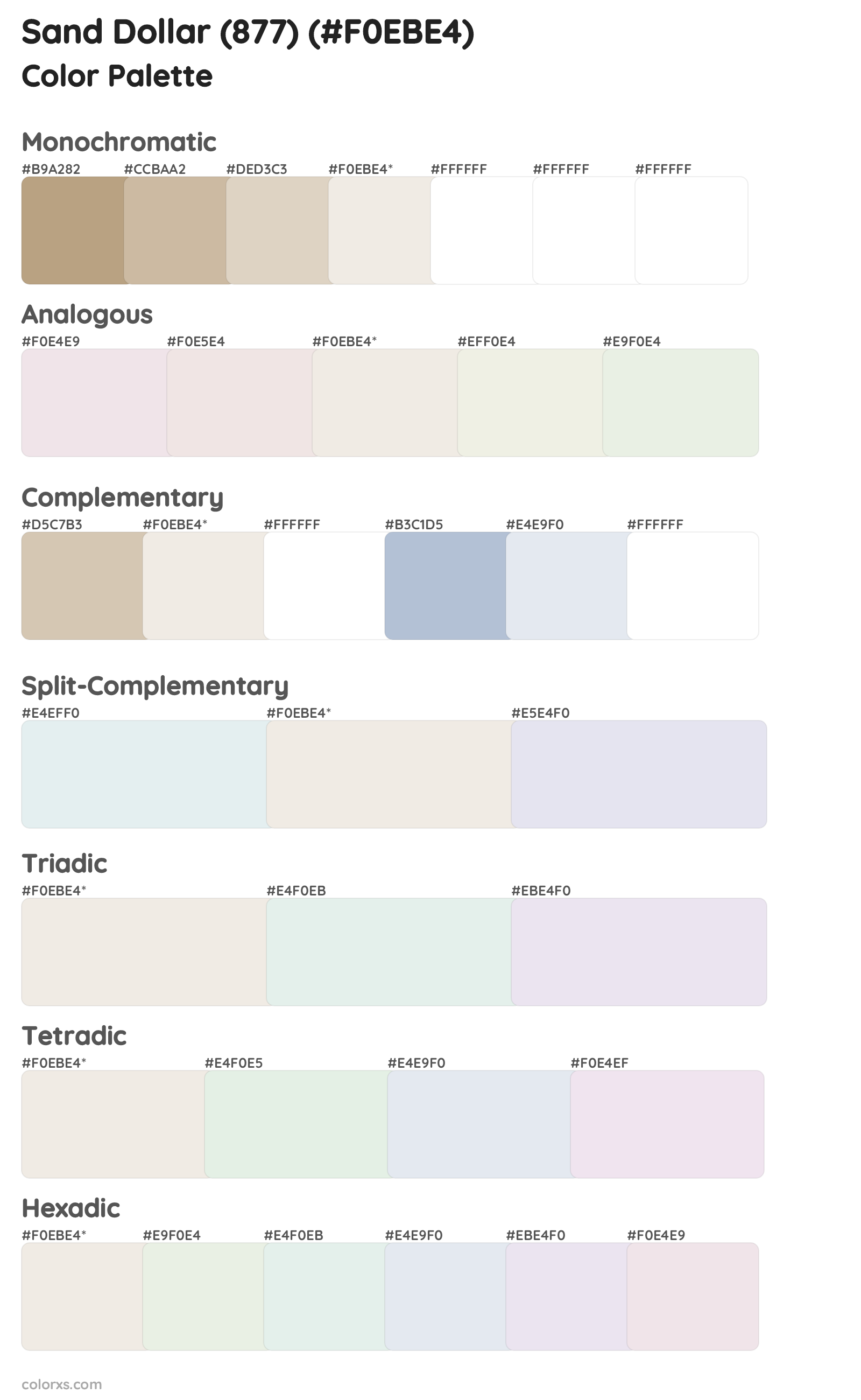 Sand Dollar (877) Color Scheme Palettes